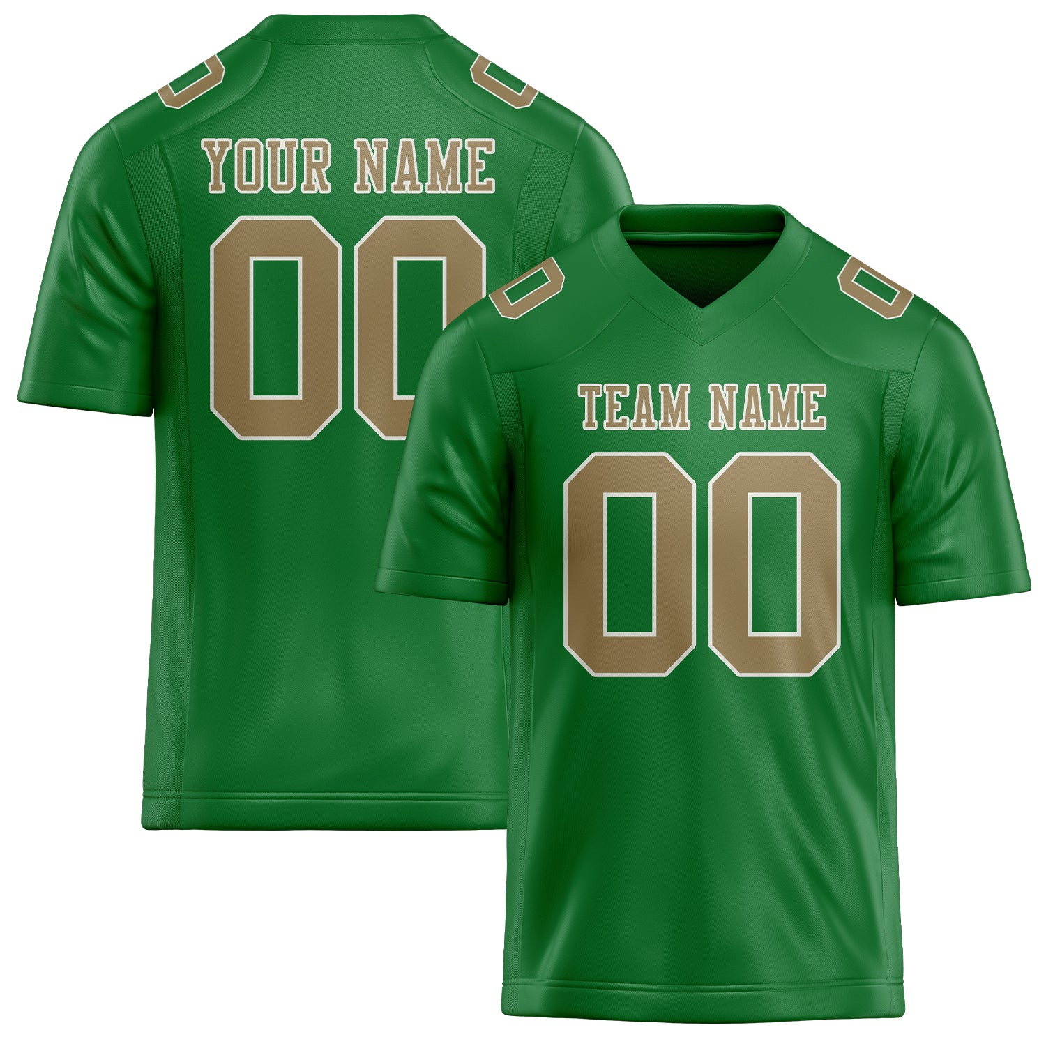 Custom Emerald Green Light Khaki Football Jersey