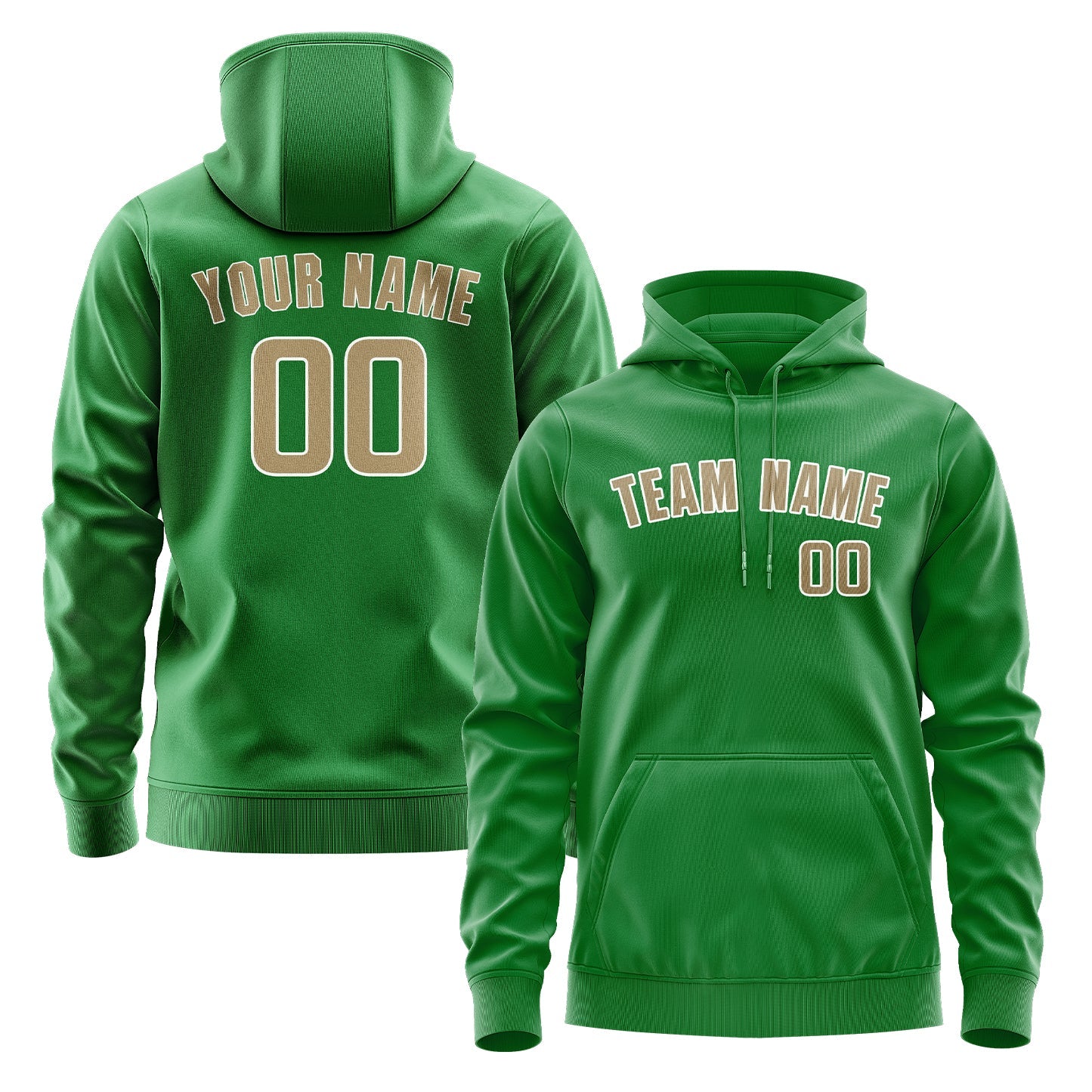 Custom Emerald Green Light Khaki Hoodie