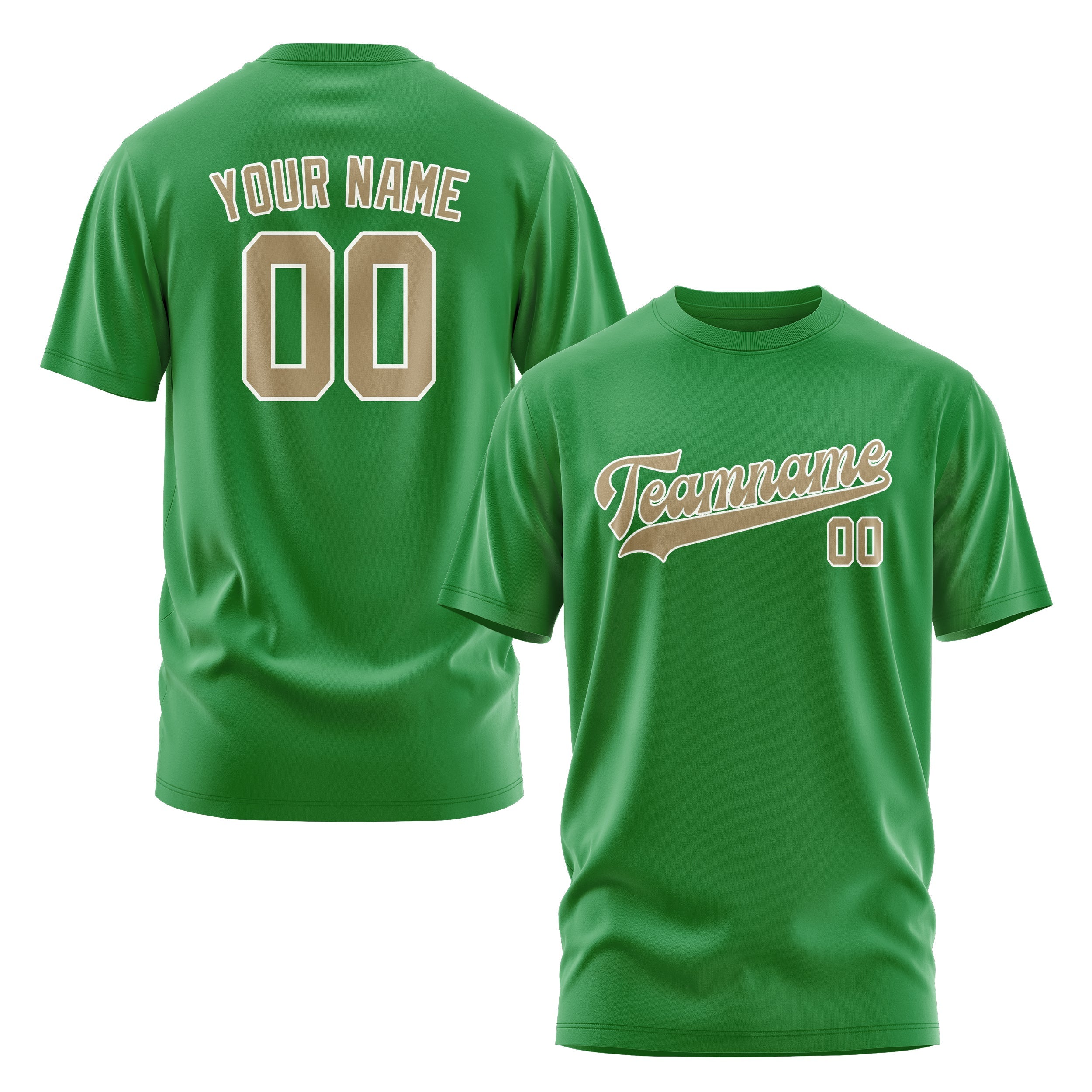 Custom Emerald Green Light Khaki T-Shirt