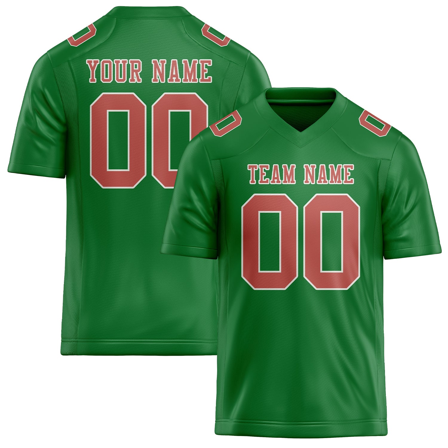 Custom Emerald Green Copper Rose Football Jersey