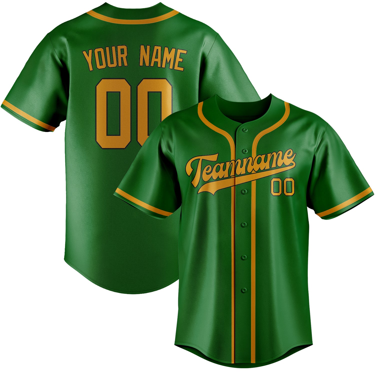 Custom Emerald Green Yellow Baseball Jersey