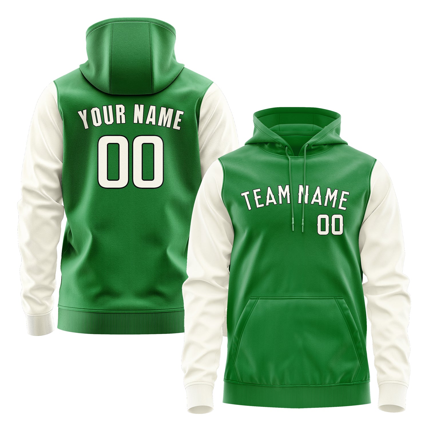 Custom Emerald Green Cream Hoodie 2424030324B31703