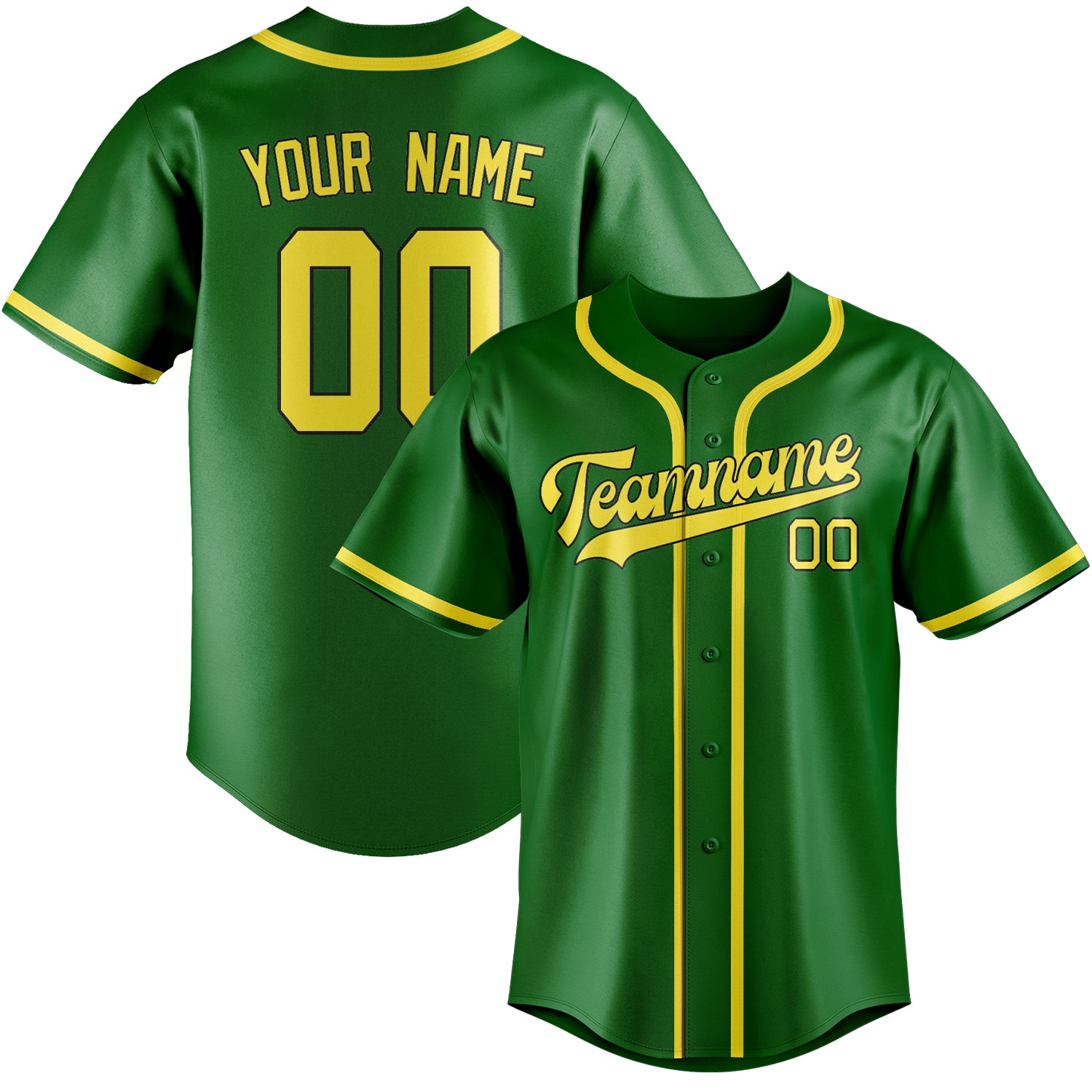 Custom Emerald Green Light Yellow Baseball Jersey