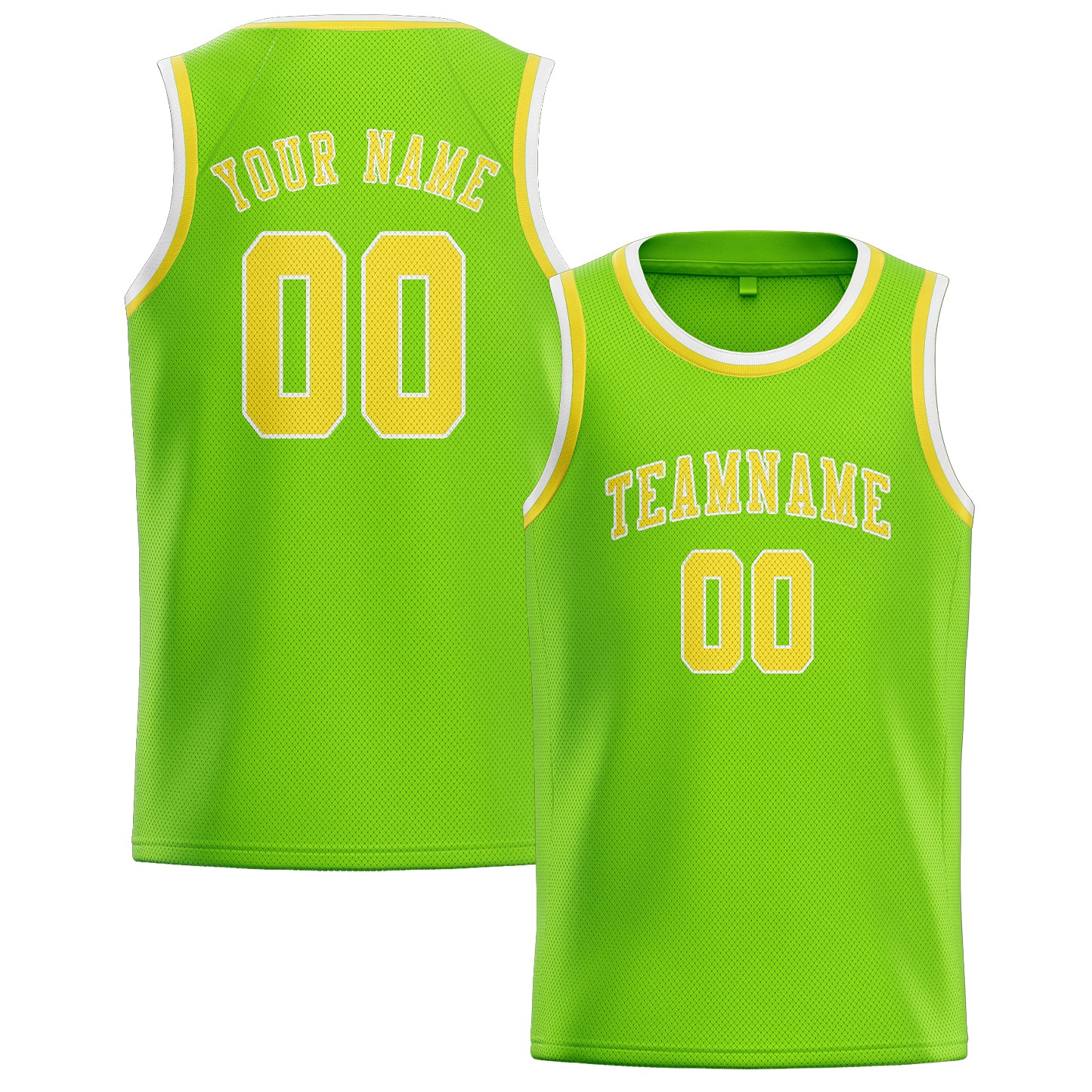 Custom Emerald Green Light Yellow Basketball Jersey