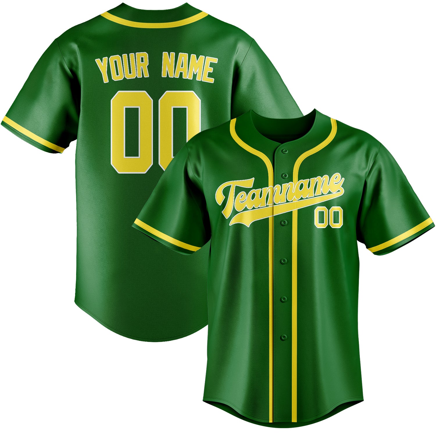 Custom Emerald Green Light Yellow Baseball Jersey