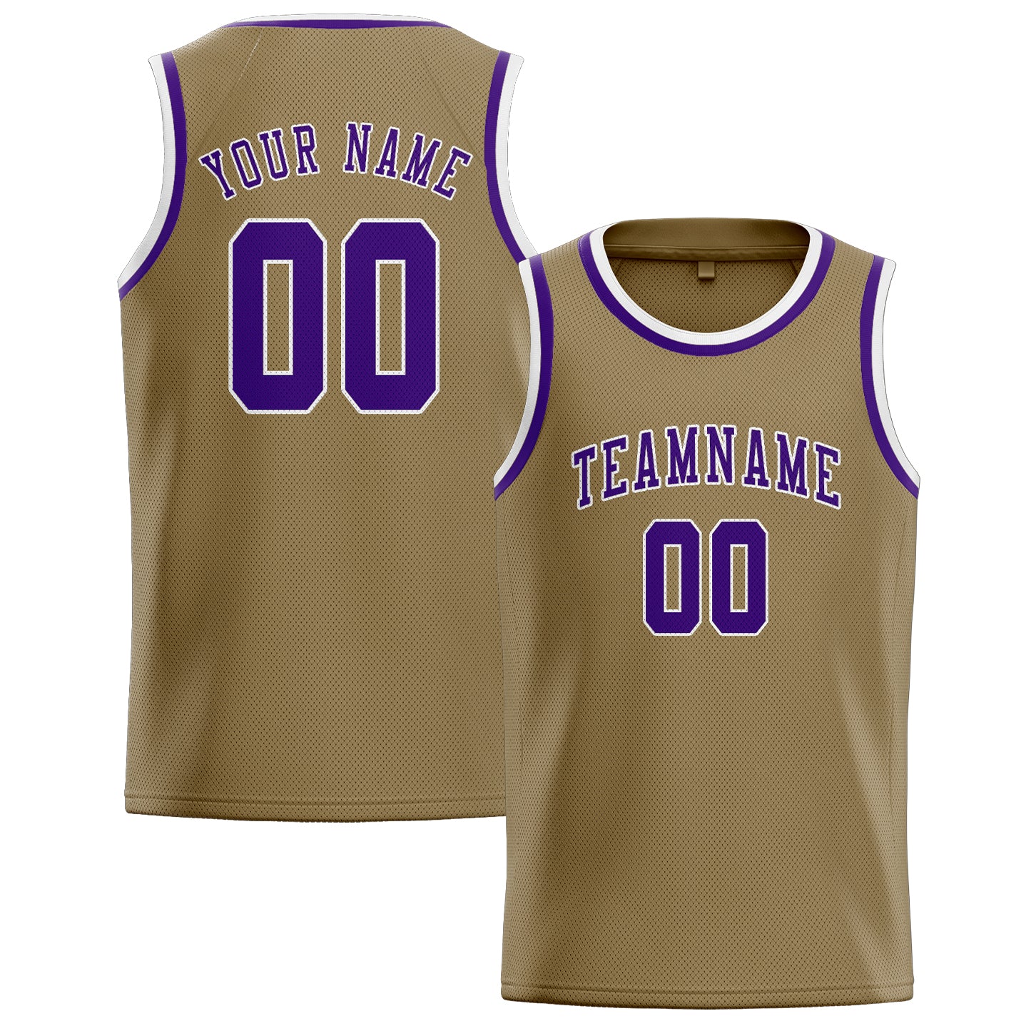 Custom Light Khaki Purple Basketball Jersey