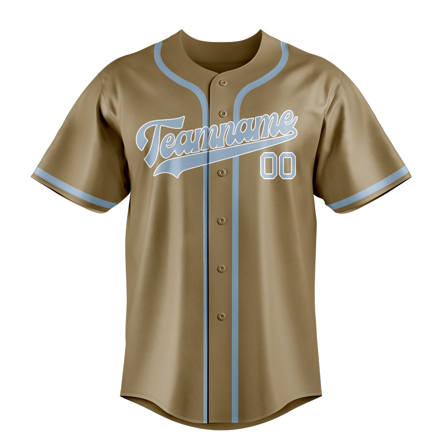 Custom Light Khaki Light Blue Baseball Jersey