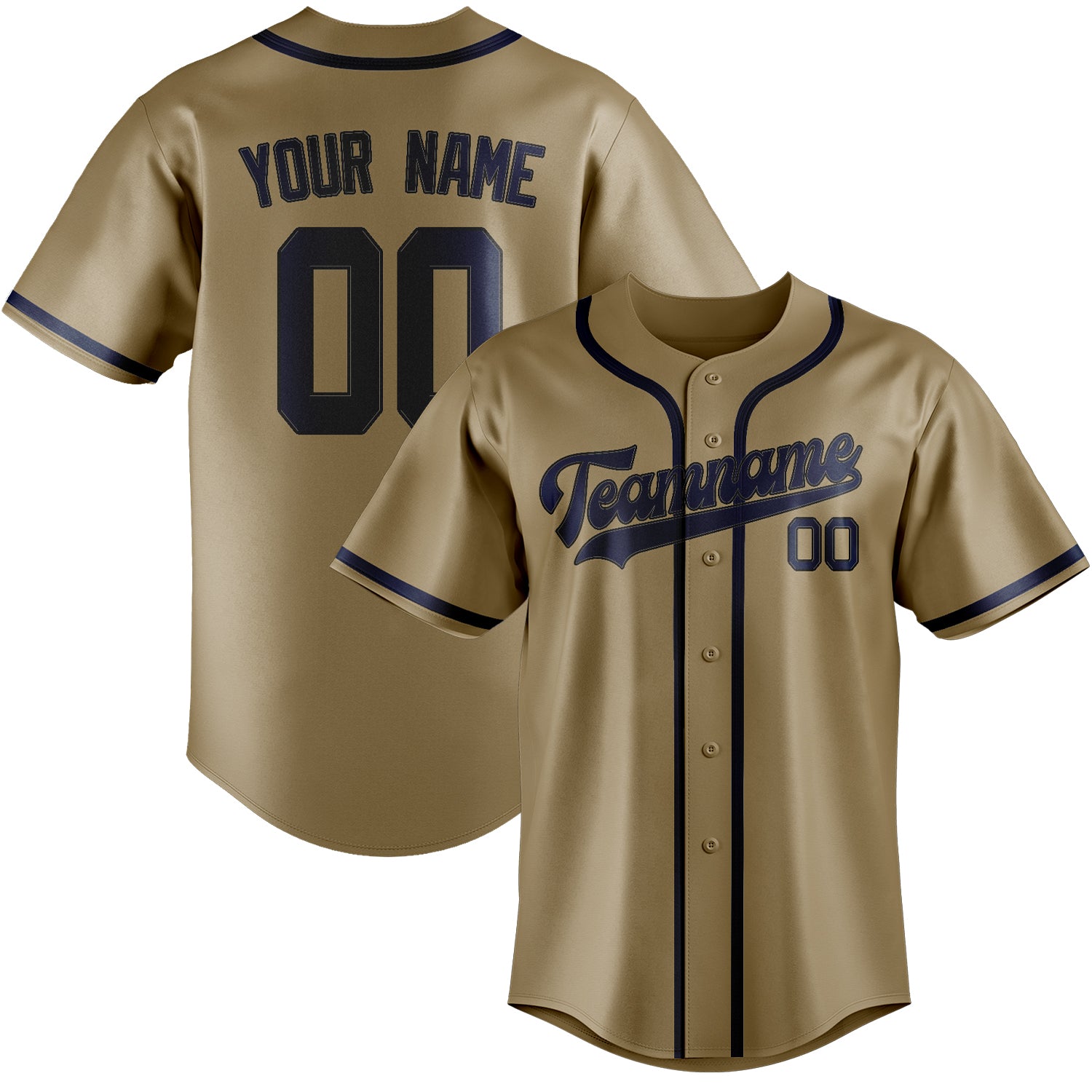 Custom Light Khaki Blue Baseball Jersey