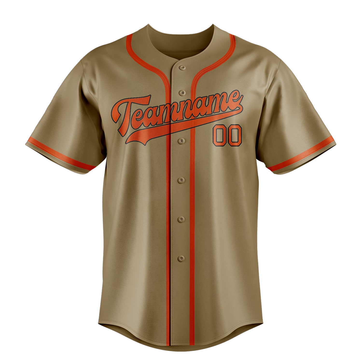 Custom Light Khaki Orange Red Baseball Jersey