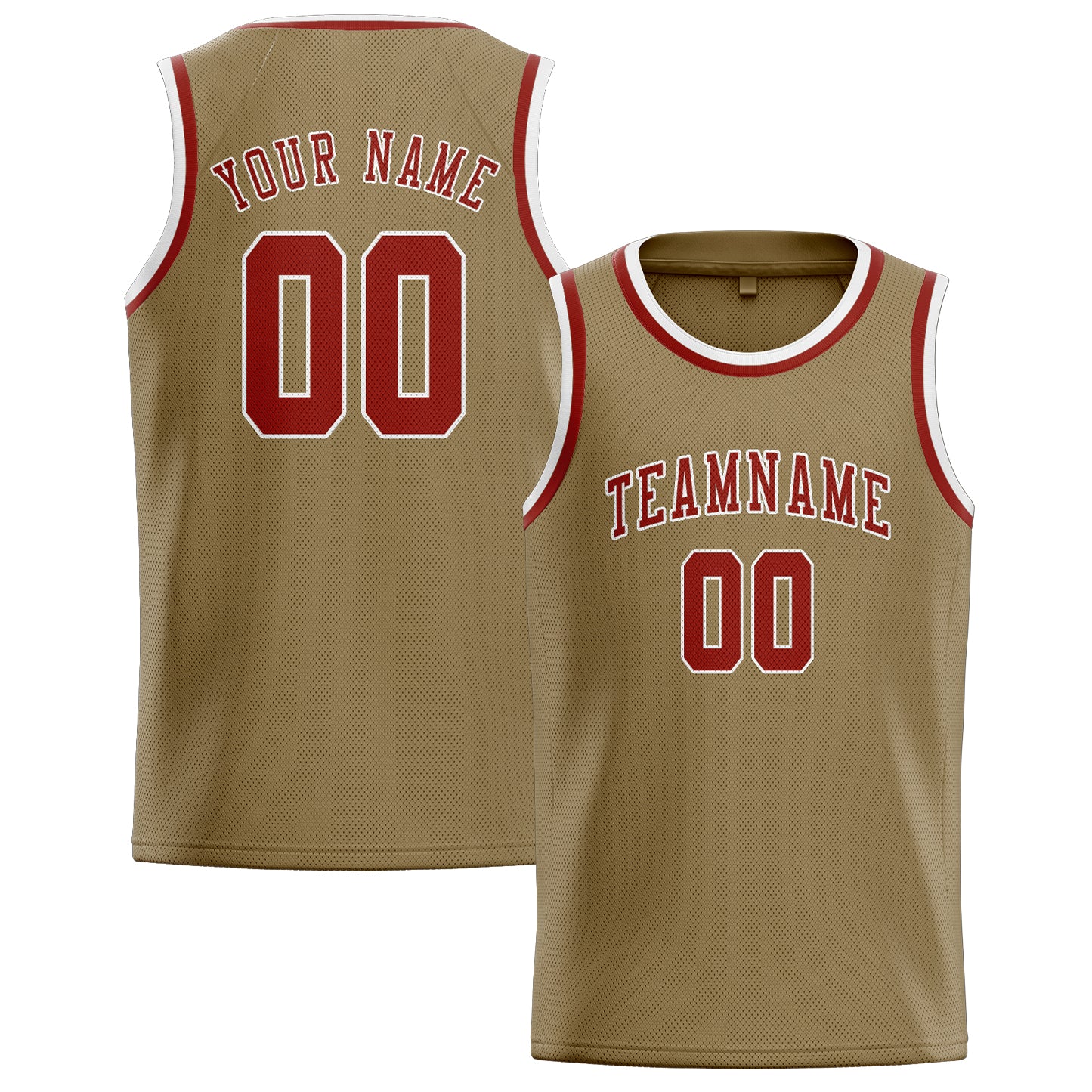 Custom Light Khaki Coral Red Basketball Jersey