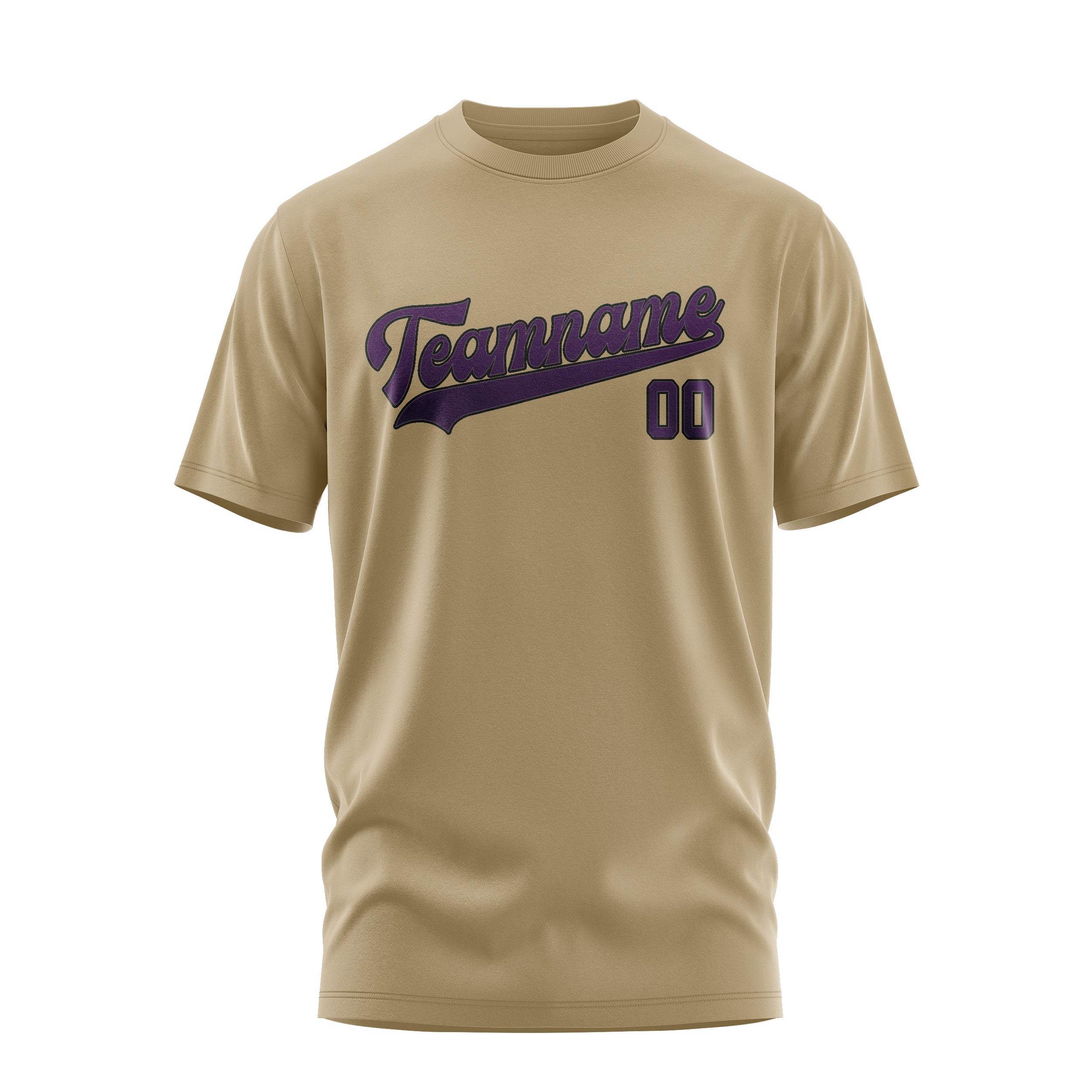 Custom Light Khaki Purple T-Shirt