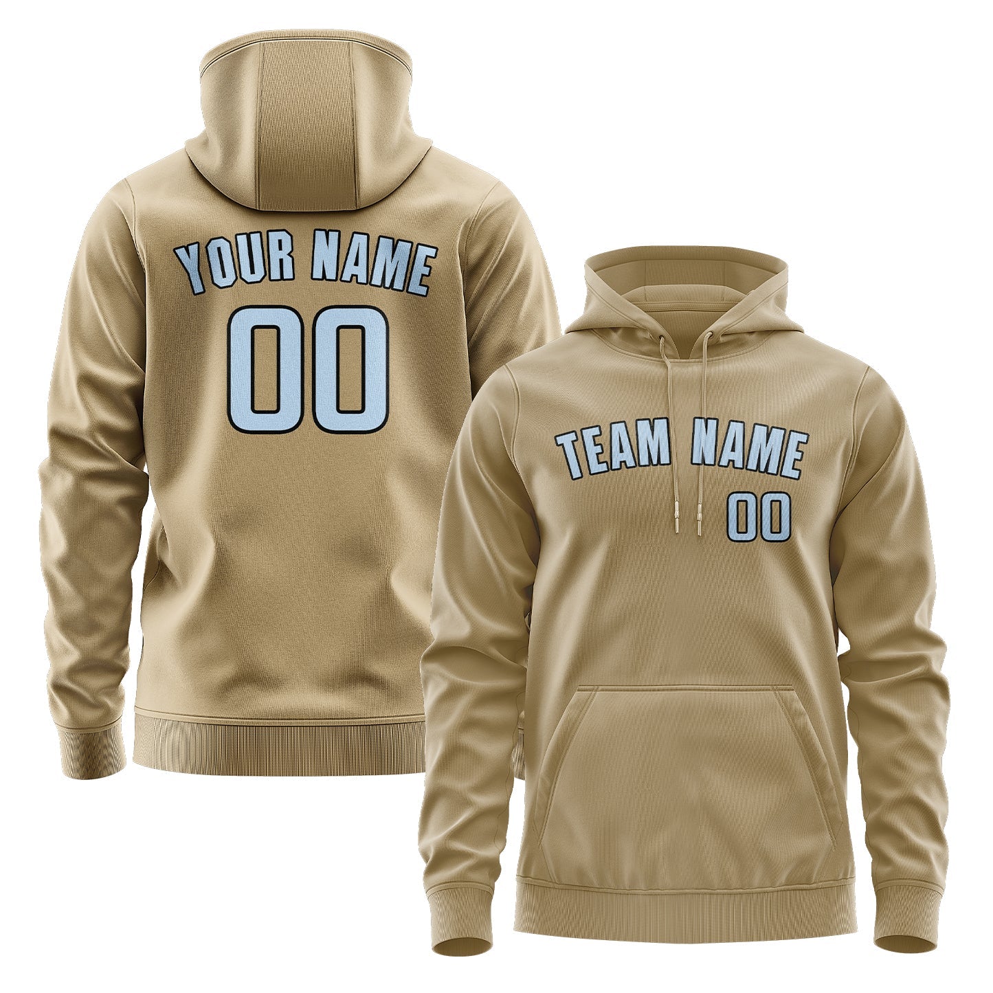 Custom Light Khaki Light Blue Hoodie