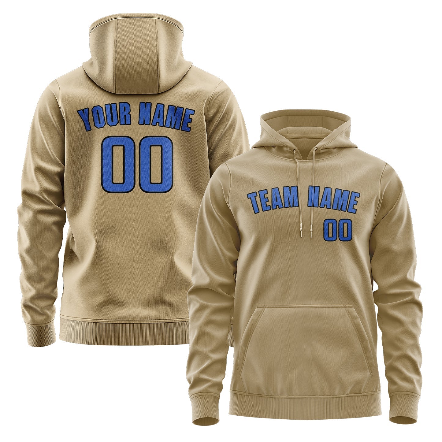 Custom Light Khaki Sky Blue Hoodie