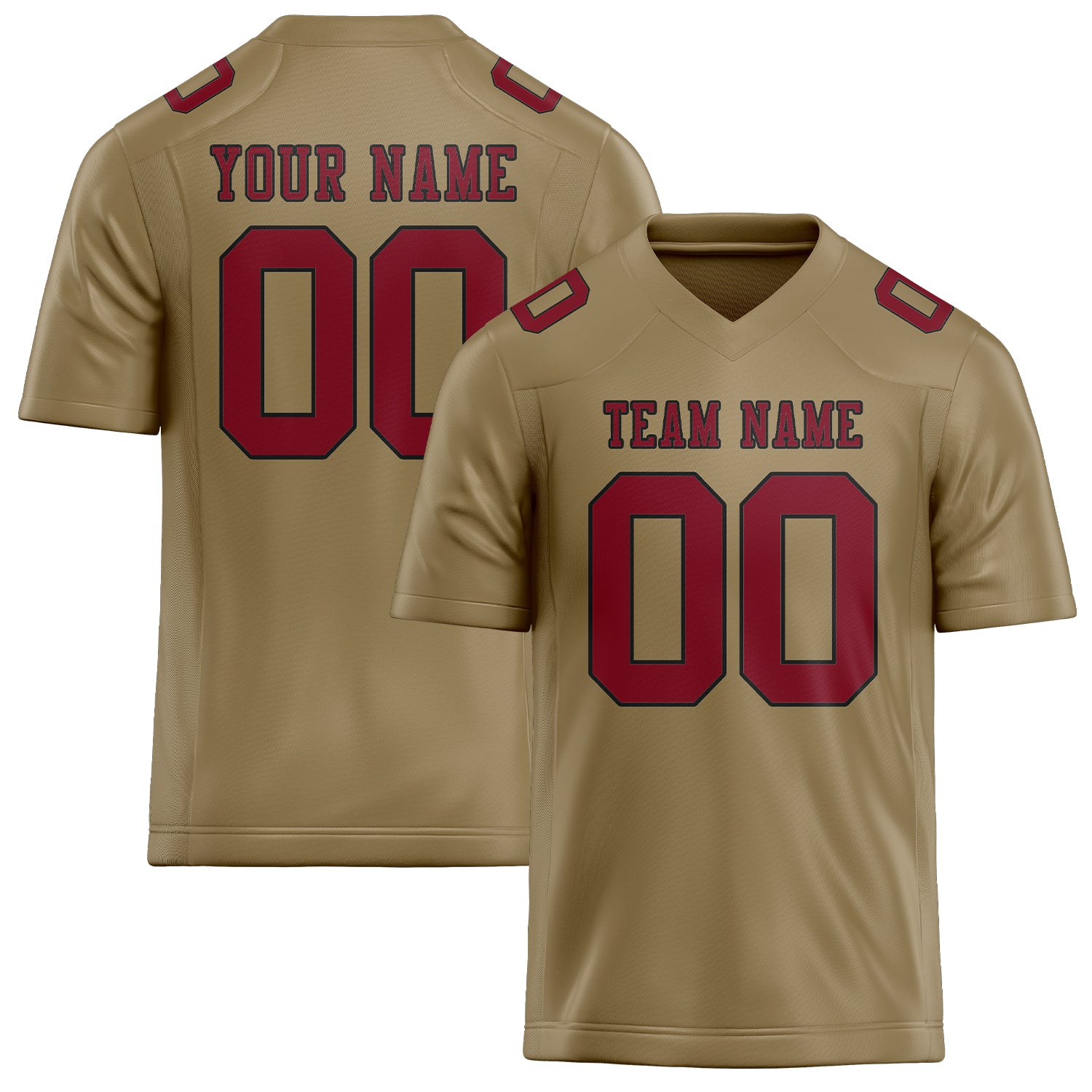 Custom Light Khaki Crimson Red Football Jersey