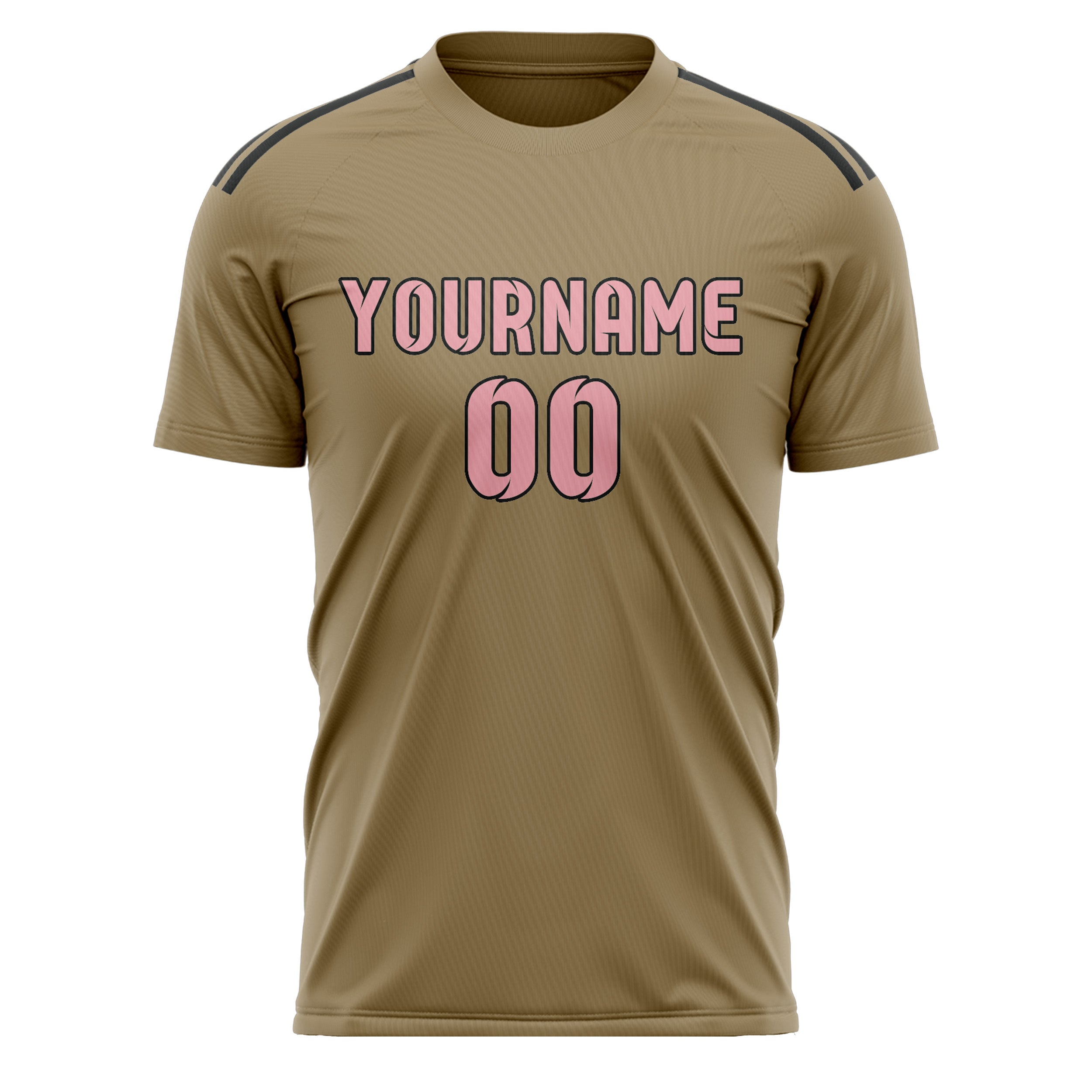 Custom Light Khaki Light Pink Soccer Jersey