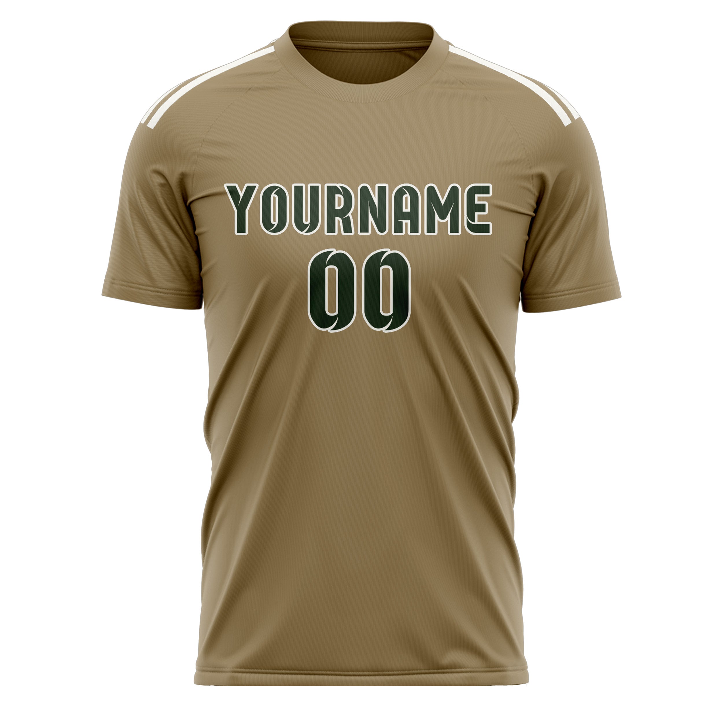 Custom Light Khaki Dark Green Soccer Jersey