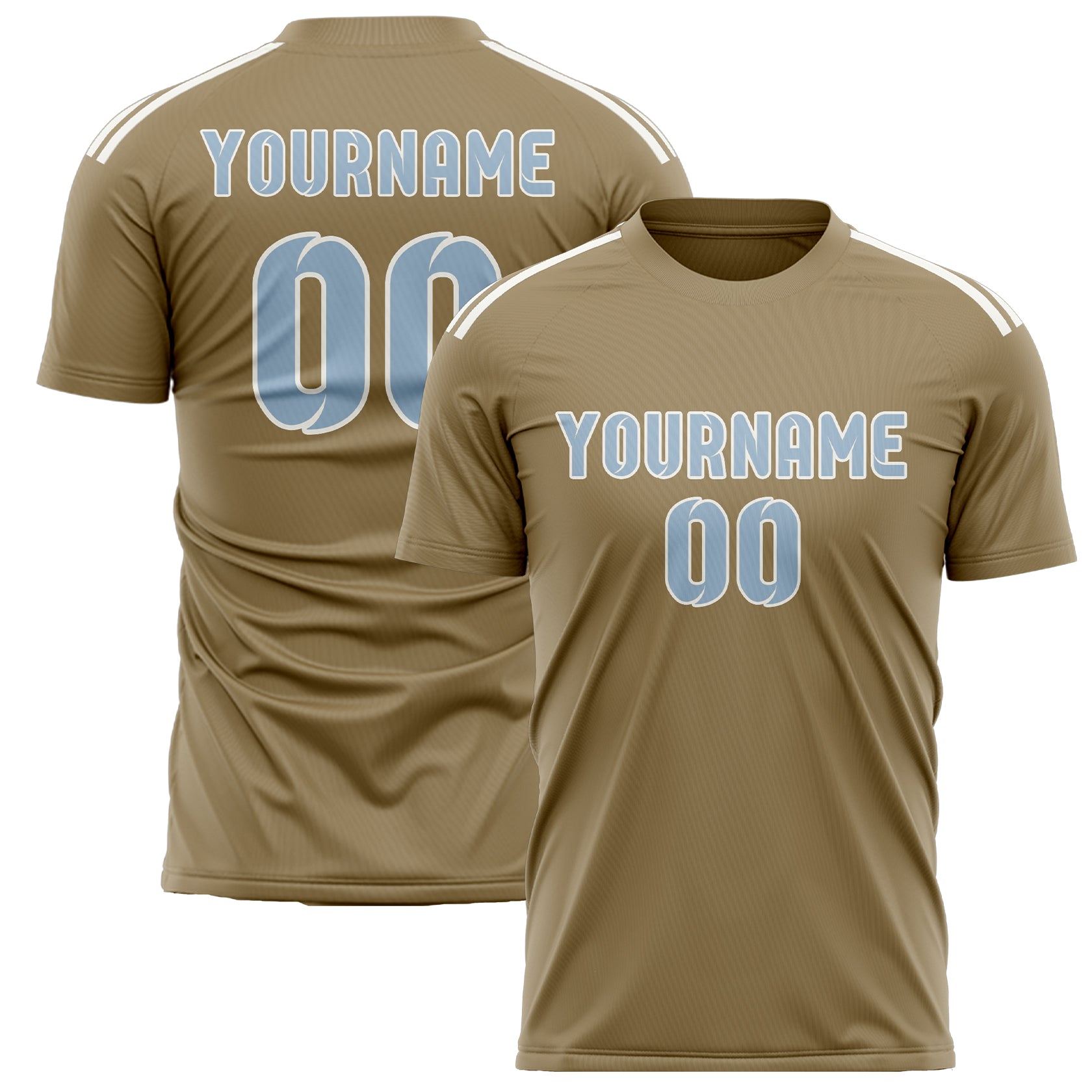 Custom Light Khaki Light Blue Soccer Jersey