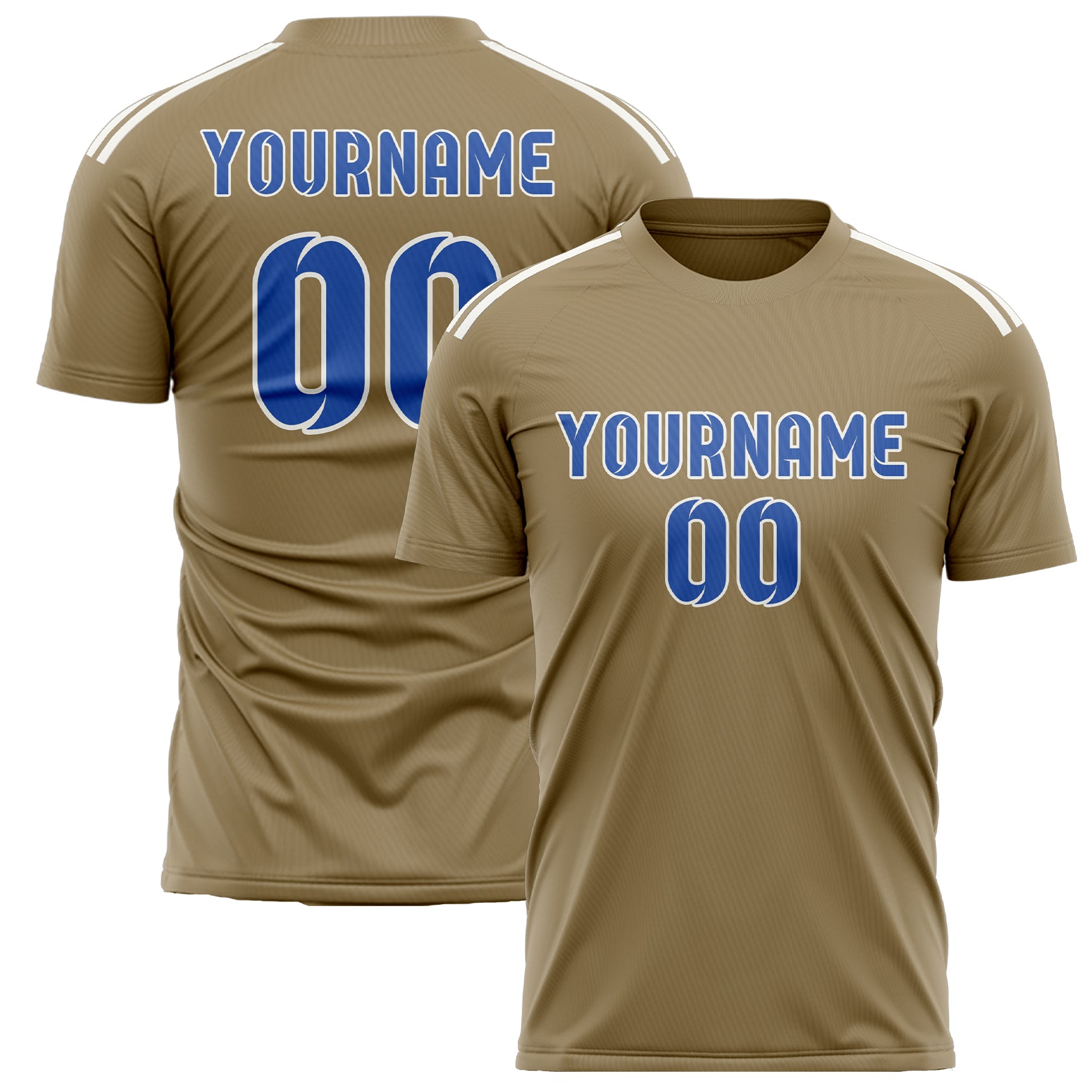 Custom Light Khaki Sky Blue Soccer Jersey
