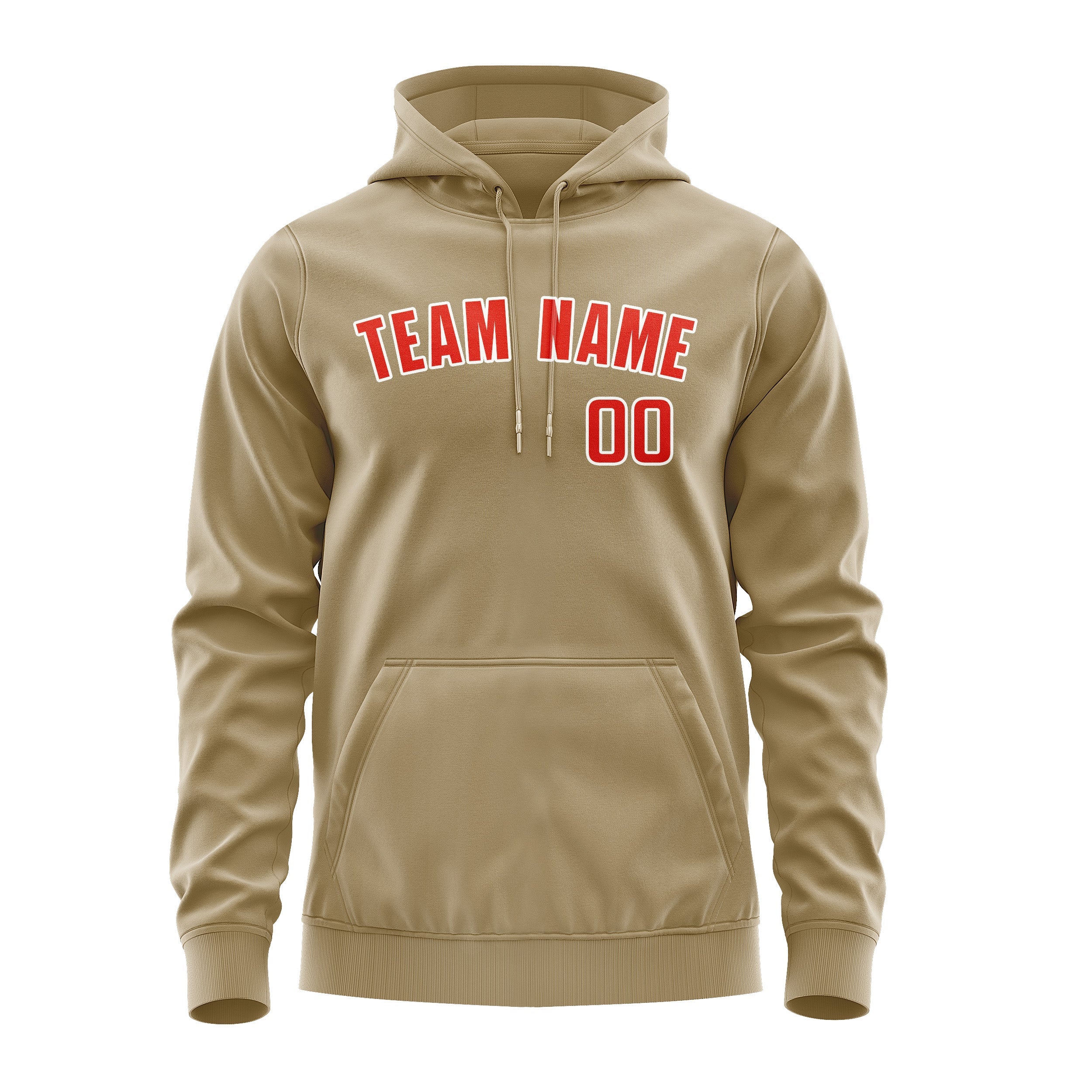 Custom Light Khaki Orange Red Hoodie