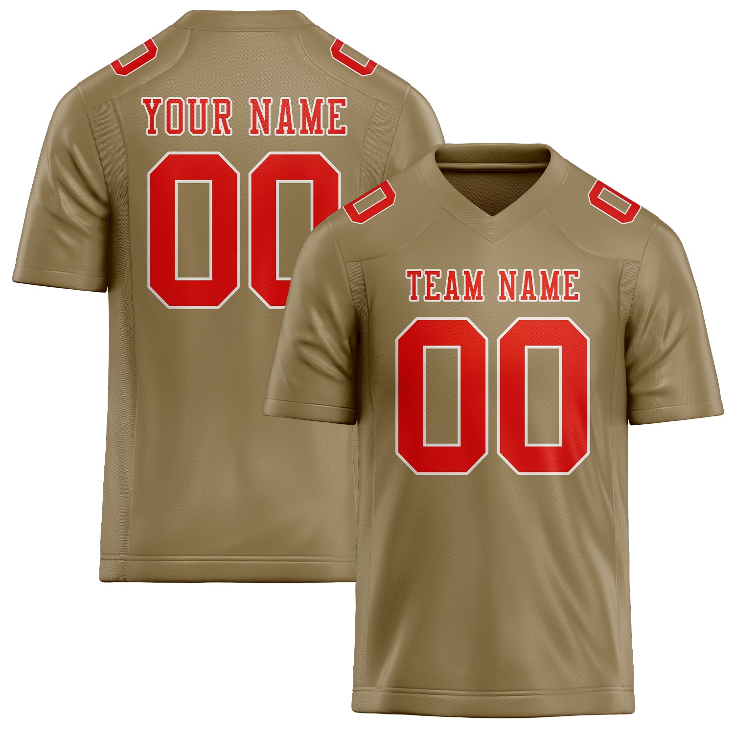 Custom Light Khaki Orange Red Football Jersey