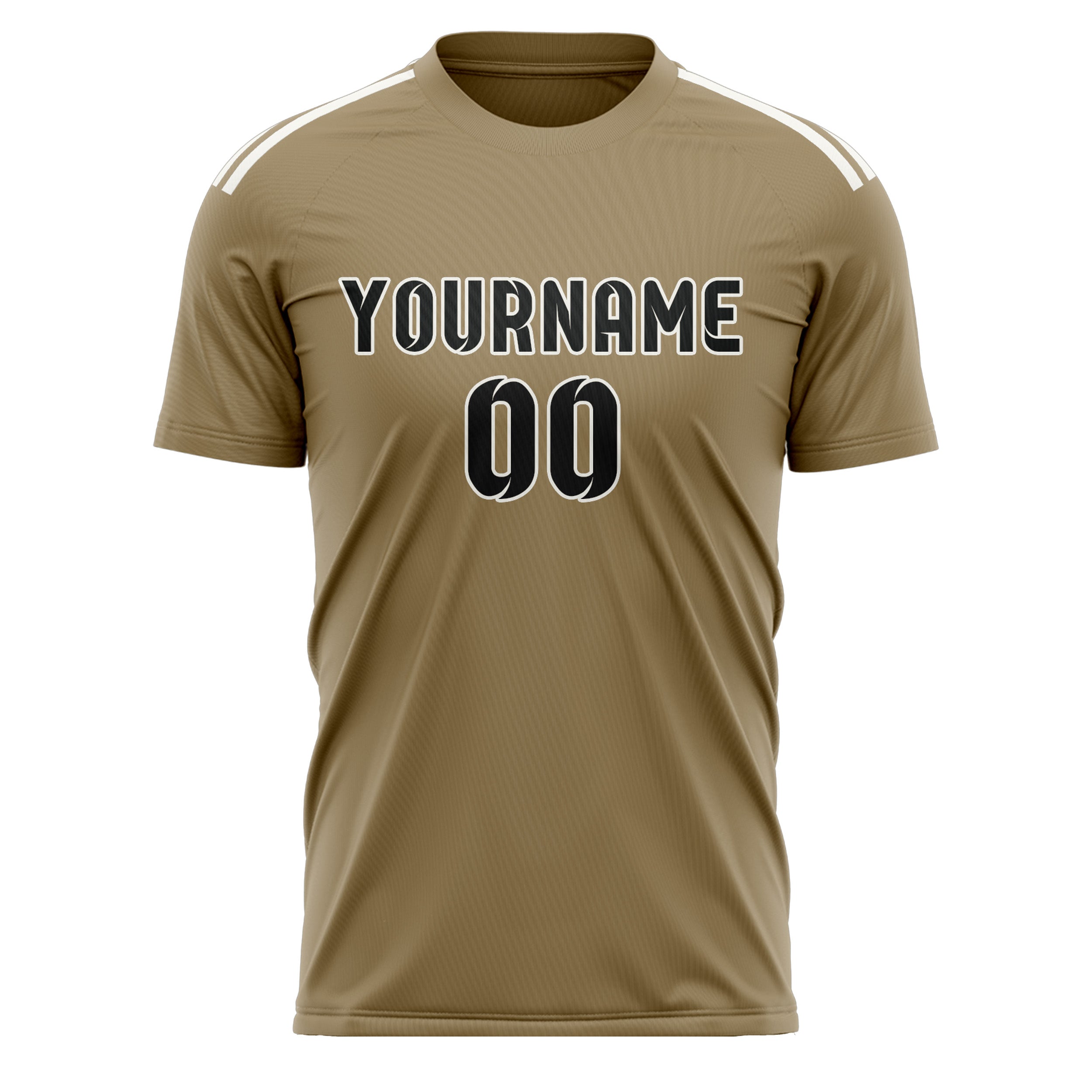Custom Light Khaki Black Soccer Jersey