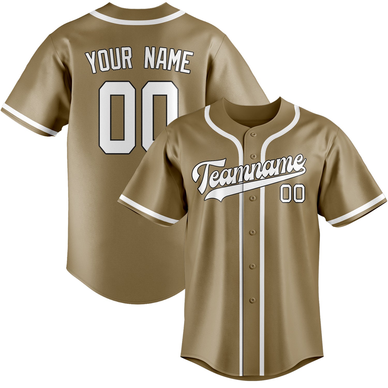 Custom Light Khaki White Baseball Jersey