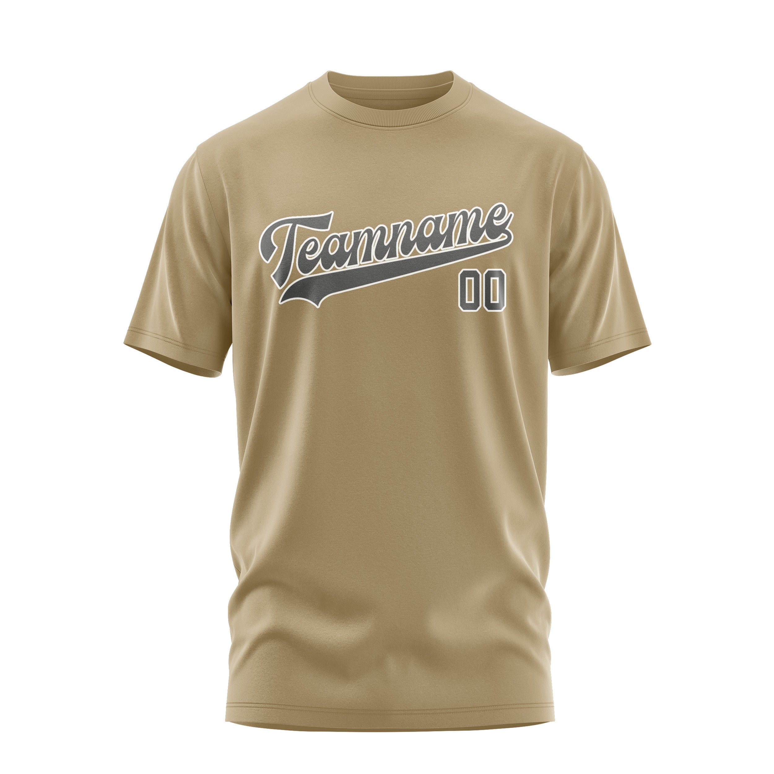 Custom Light Khaki Dark Grey T-Shirt