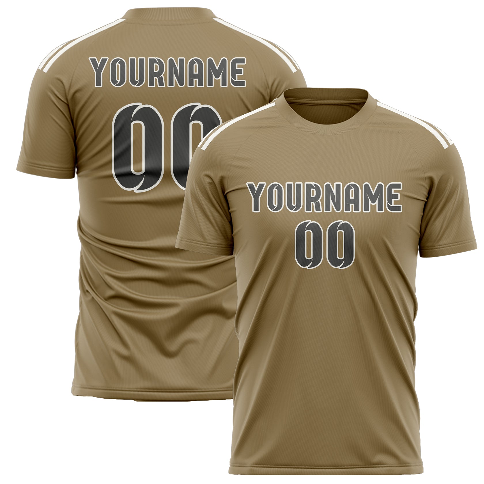 Custom Light Khaki Dark Grey Soccer Jersey