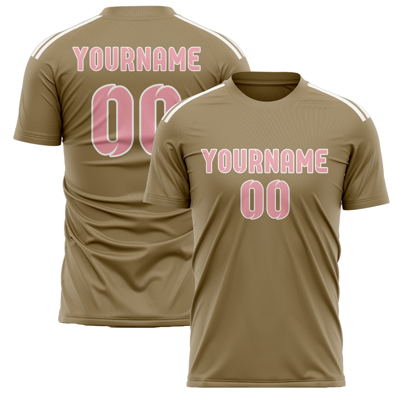 Custom Light Khaki Light Pink Soccer Jersey