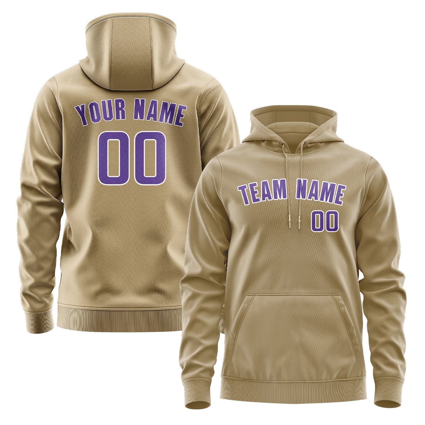Custom Light Khaki Light Purple Hoodie