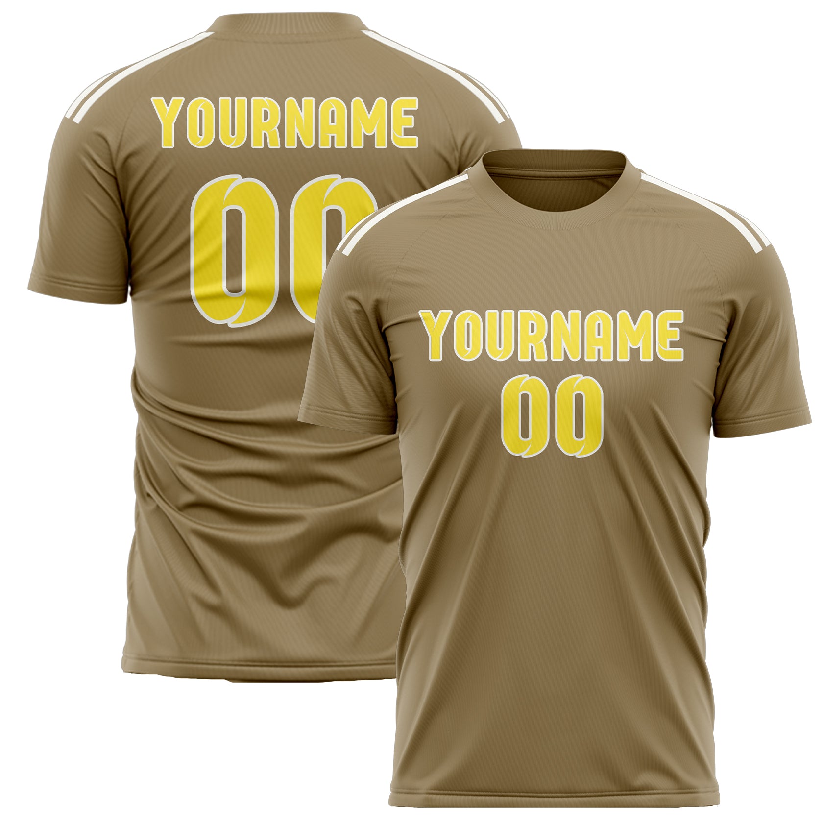 Custom Light Khaki Light Yellow Soccer Jersey