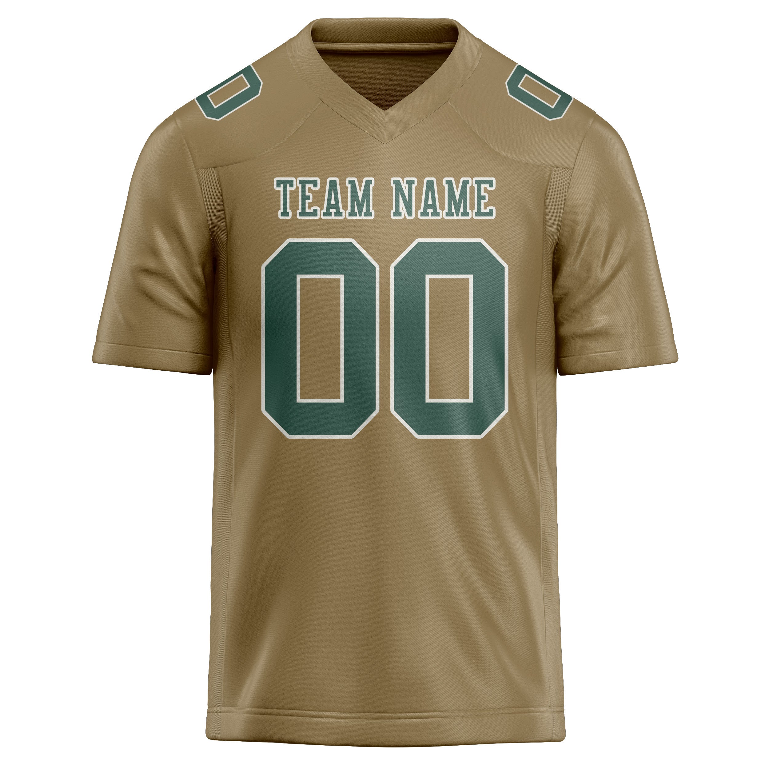 Custom Light Khaki Blue Green Football Jersey