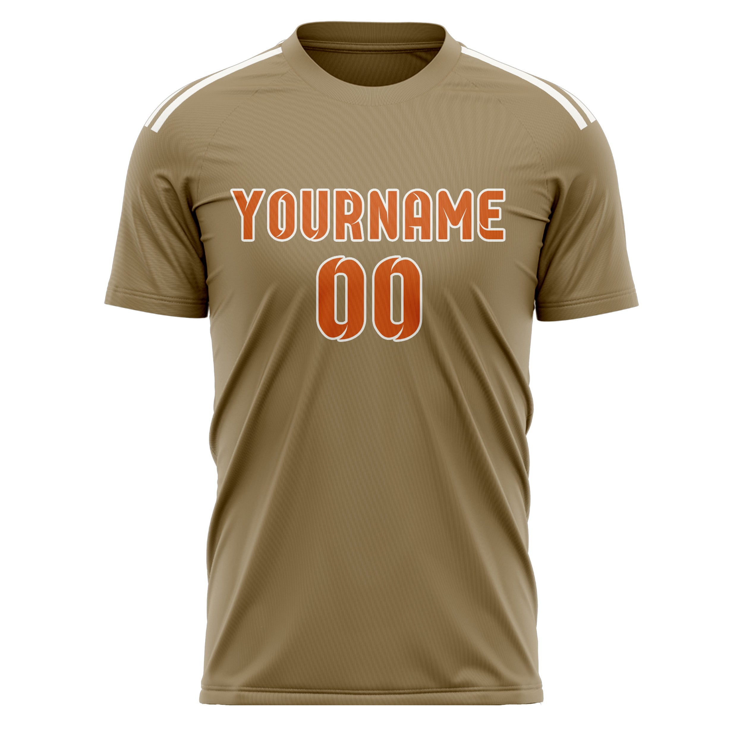 Custom Light Khaki Orange Soccer Jersey