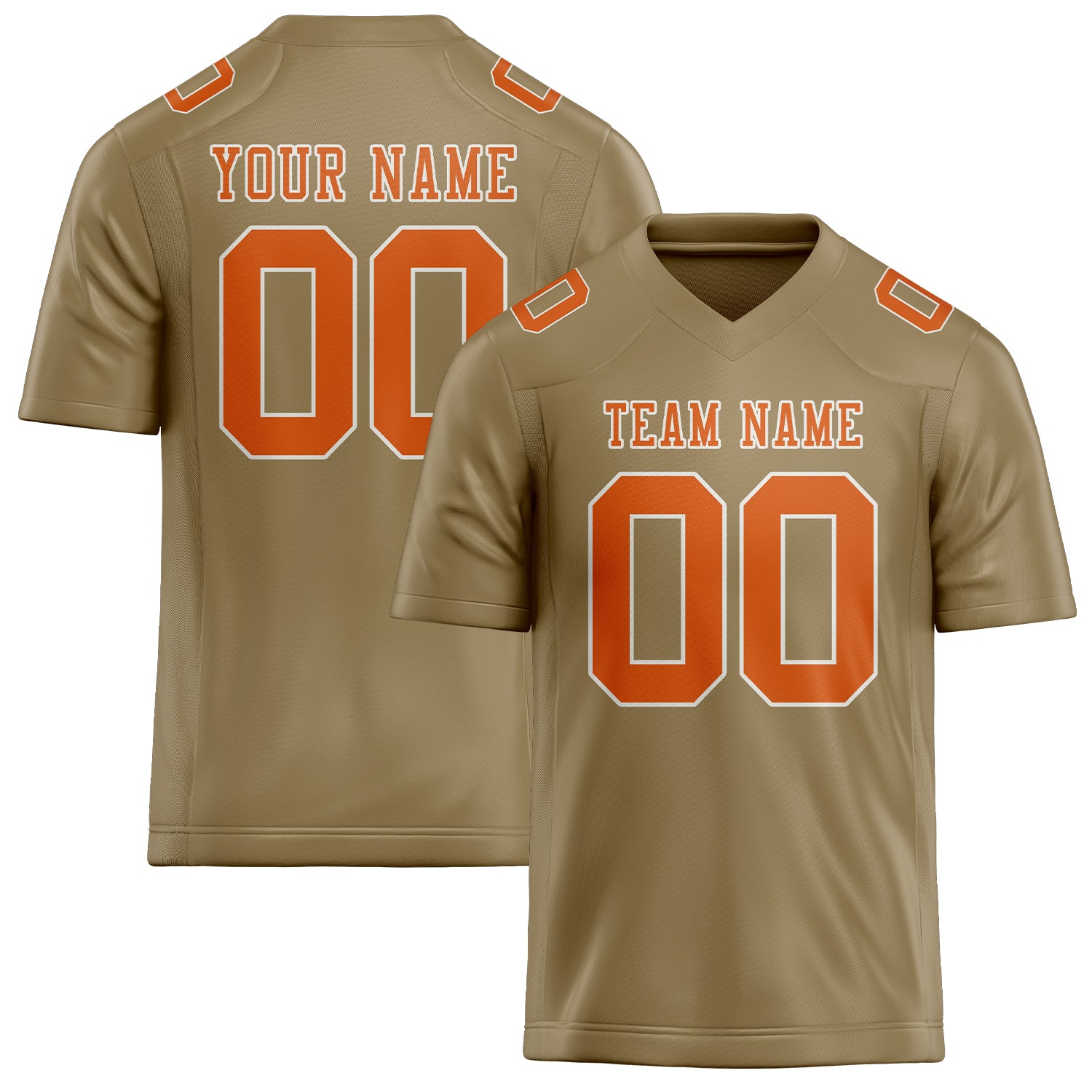 Custom Light Khaki Orange Football Jersey