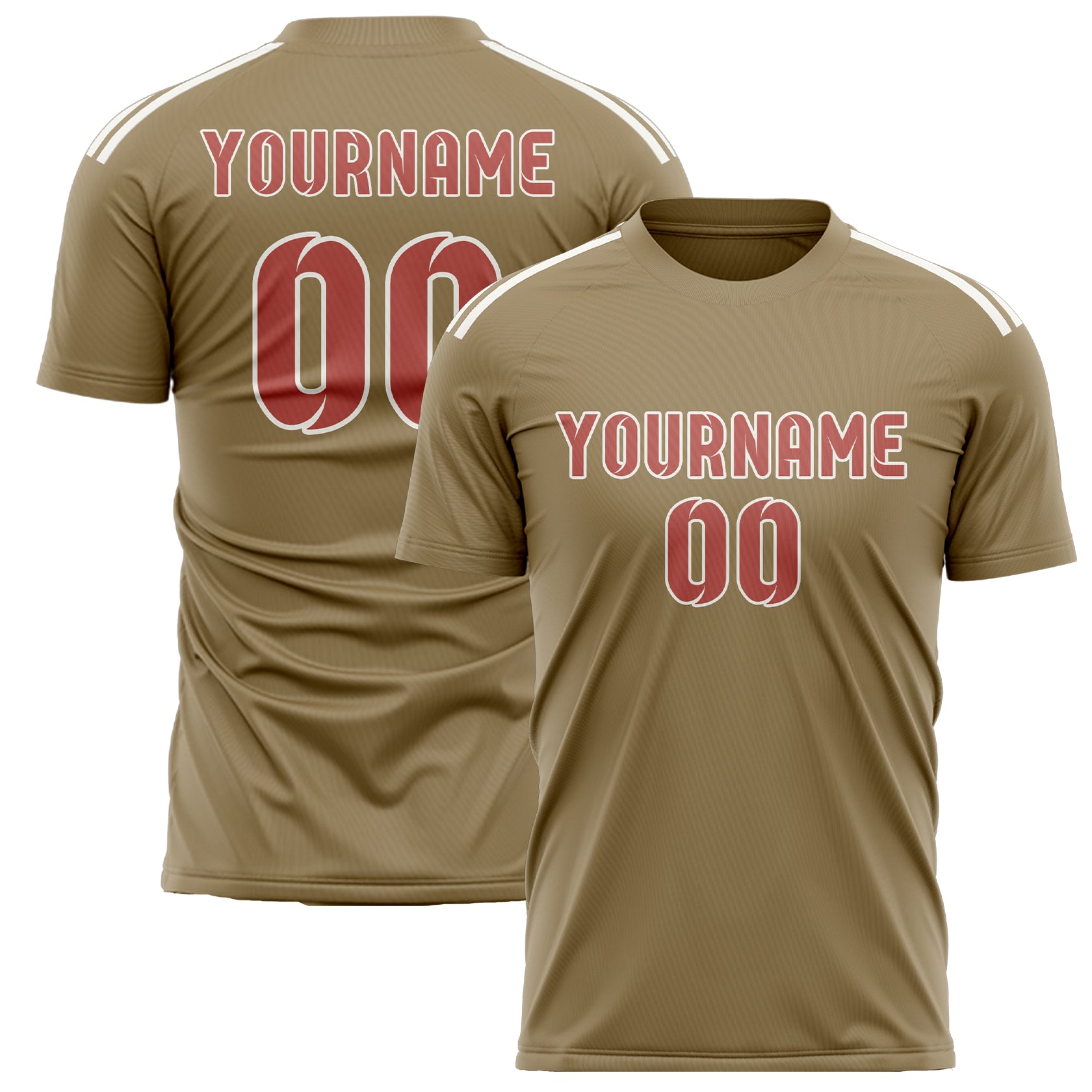 Custom Light Khaki Copper Rose Soccer Jersey