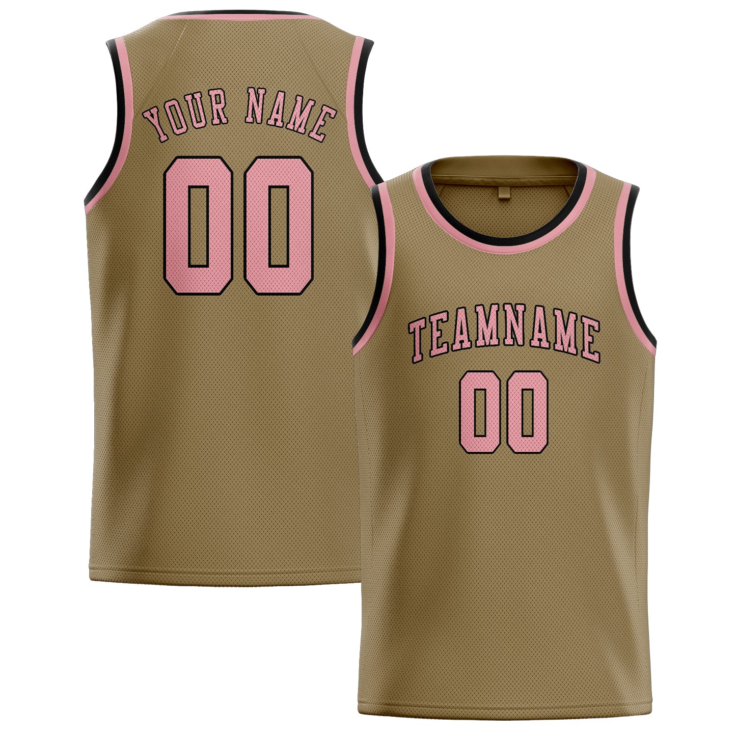 Custom Light Khaki Light Pink Basketball Jersey