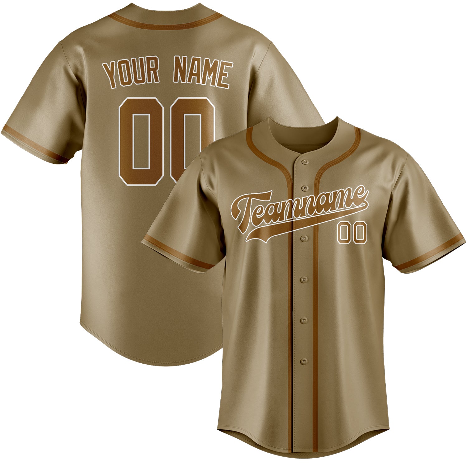 Custom Light Khaki Khaki Baseball Jersey