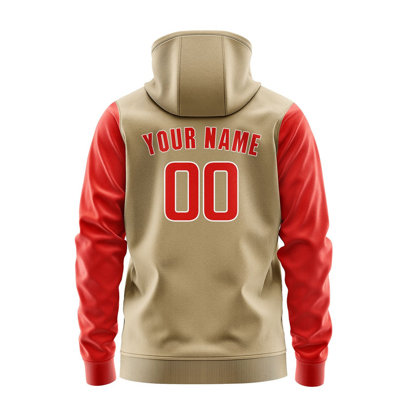 Custom Light Khaki Orange Red Hoodie 2525121225B31812