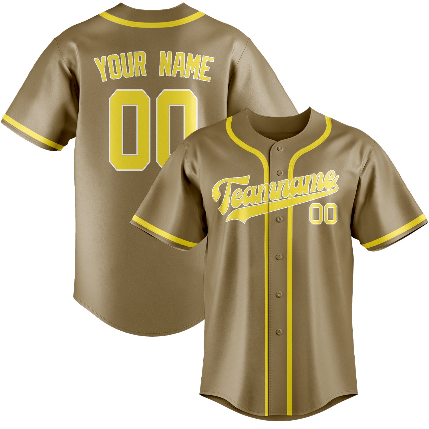 Custom Light Khaki Light Yellow Baseball Jersey