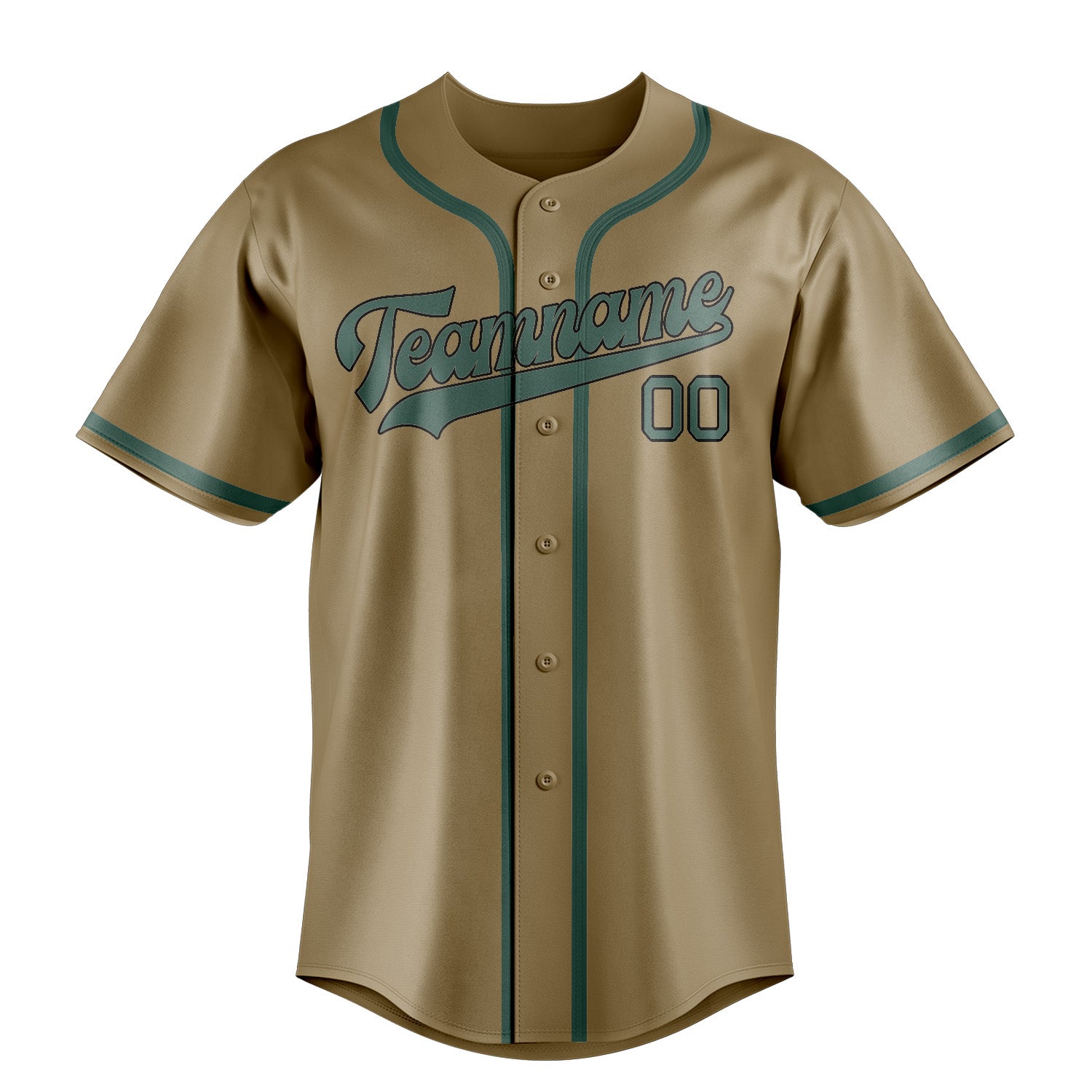 Custom Light Khaki Blue Green Baseball Jersey