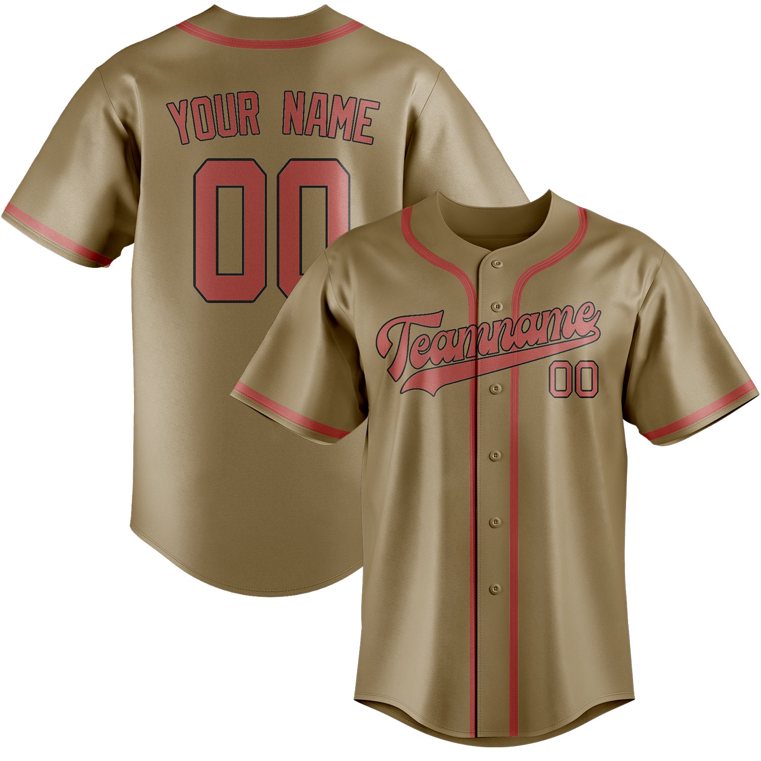 Custom Light Khaki Copper Rose Baseball Jersey