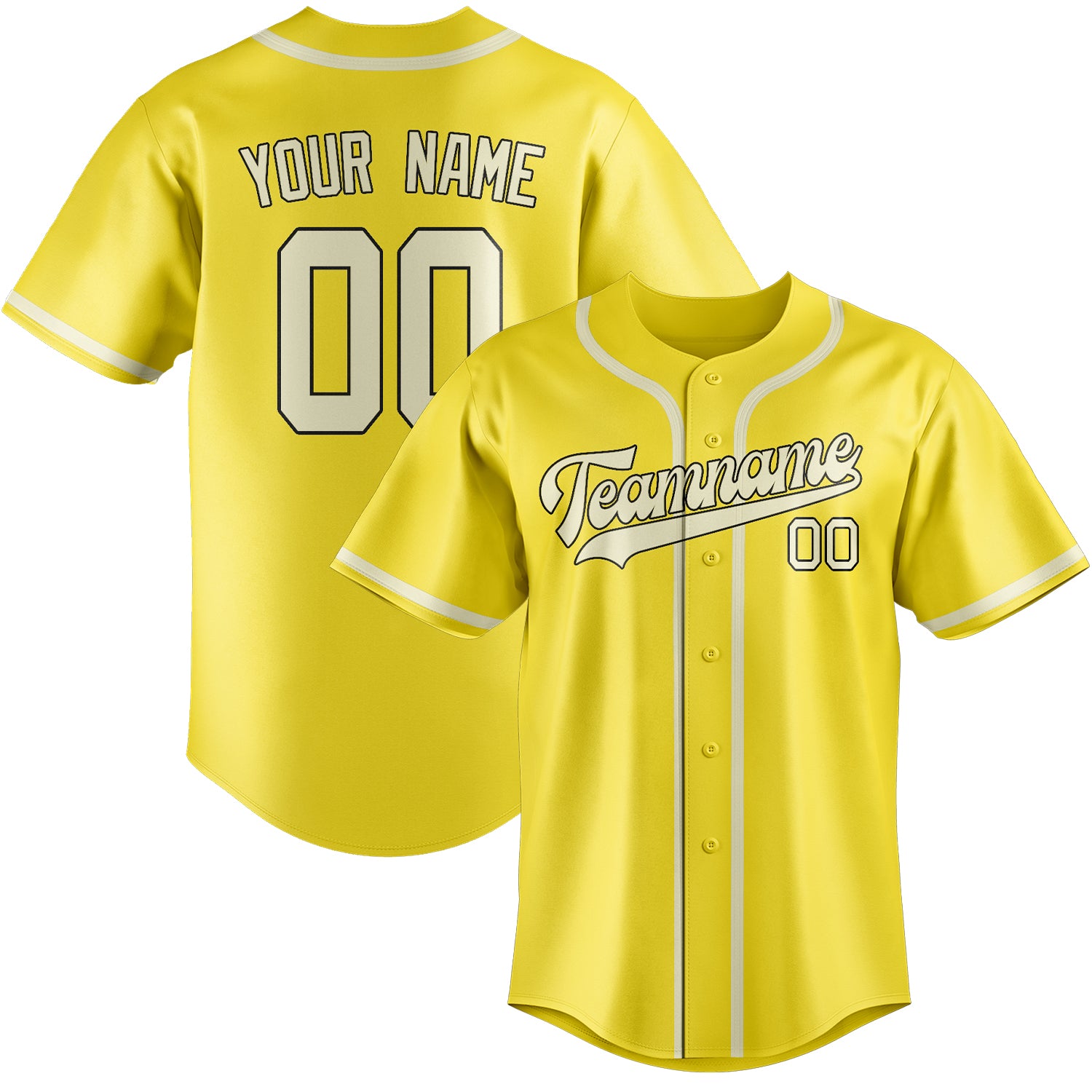 Custom Light Yellow Cream Baseball Jersey