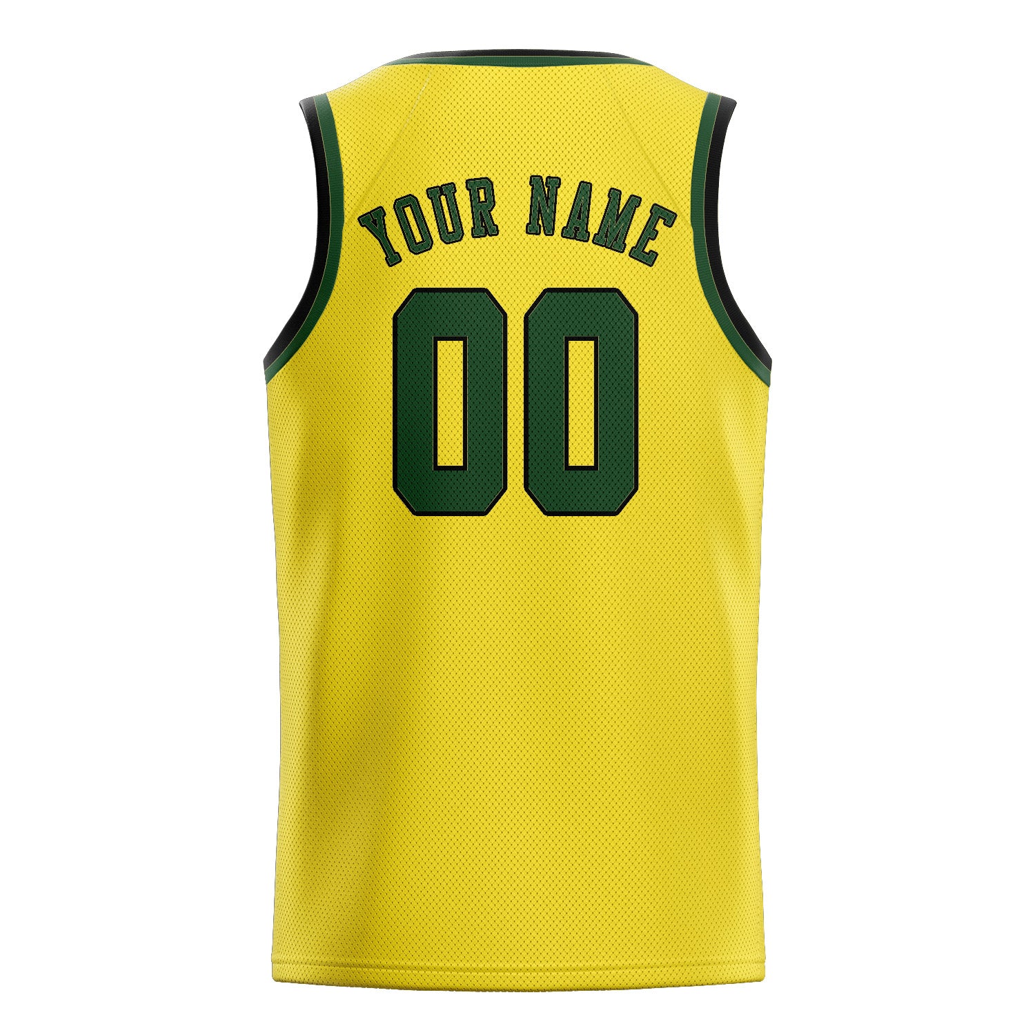 Custom Light Yellow Dark Green Basketball Jersey