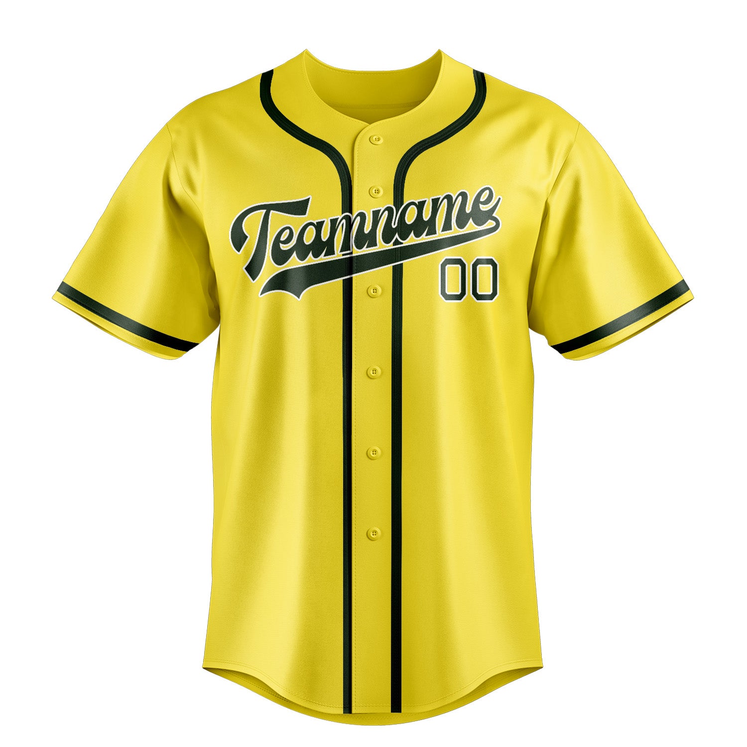 Custom Light Yellow Dark Green Baseball Jersey