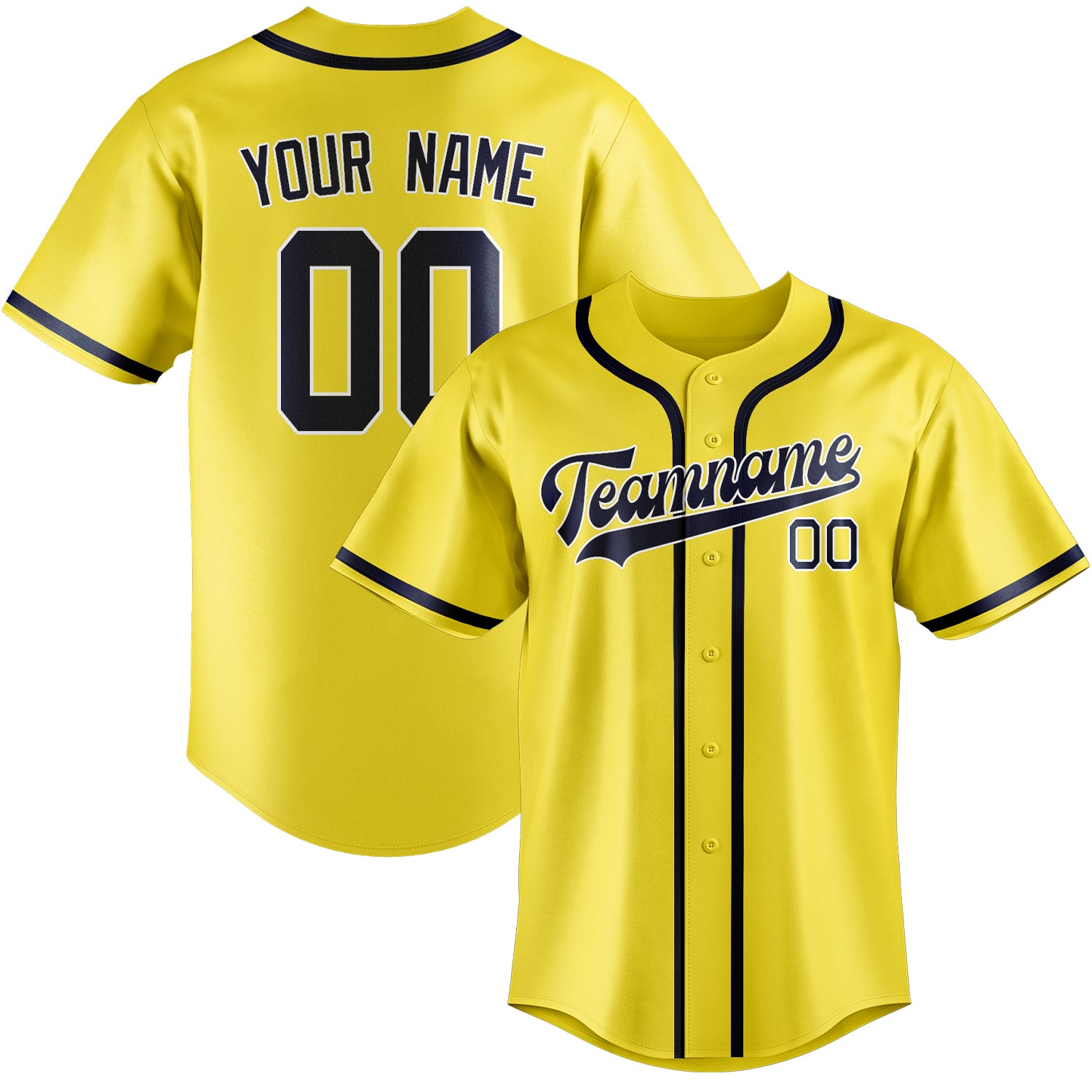 Custom Light Yellow Blue Baseball Jersey