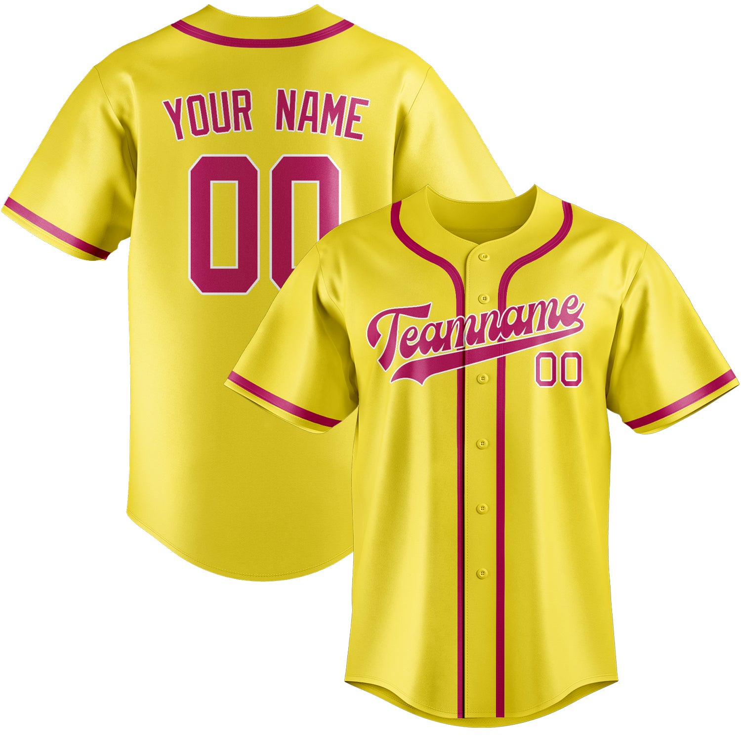 Custom Light Yellow Pink Baseball Jersey