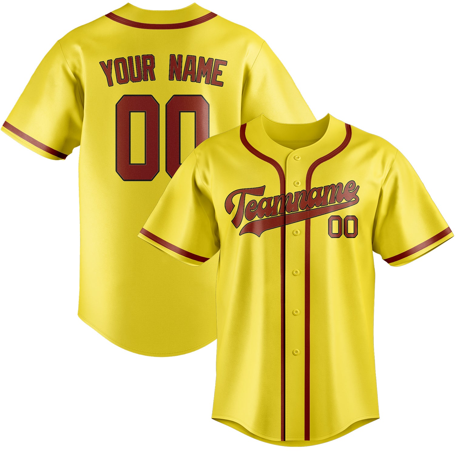 Custom Light Yellow Coral Red Baseball Jersey