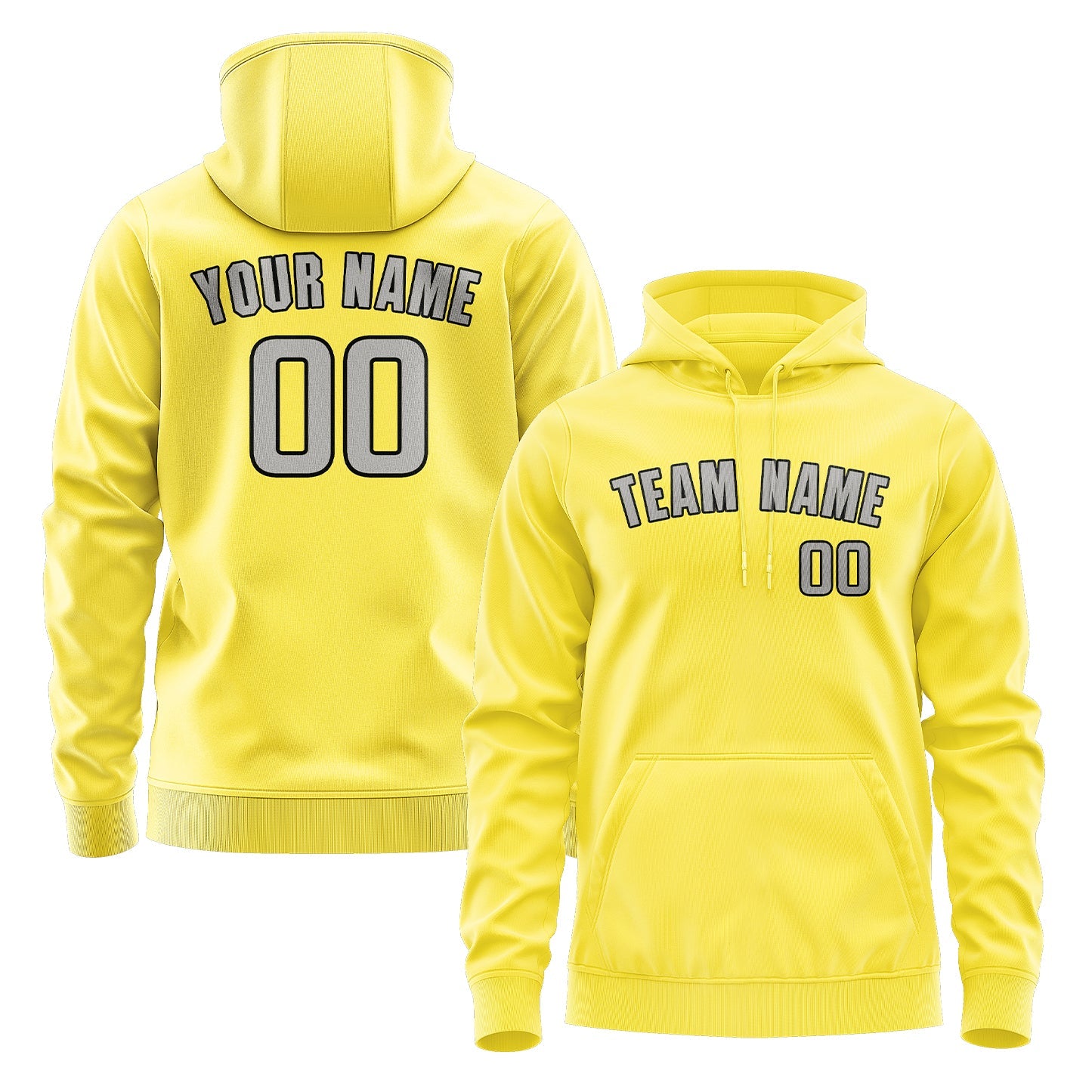 Custom Light Yellow Gray Hoodie
