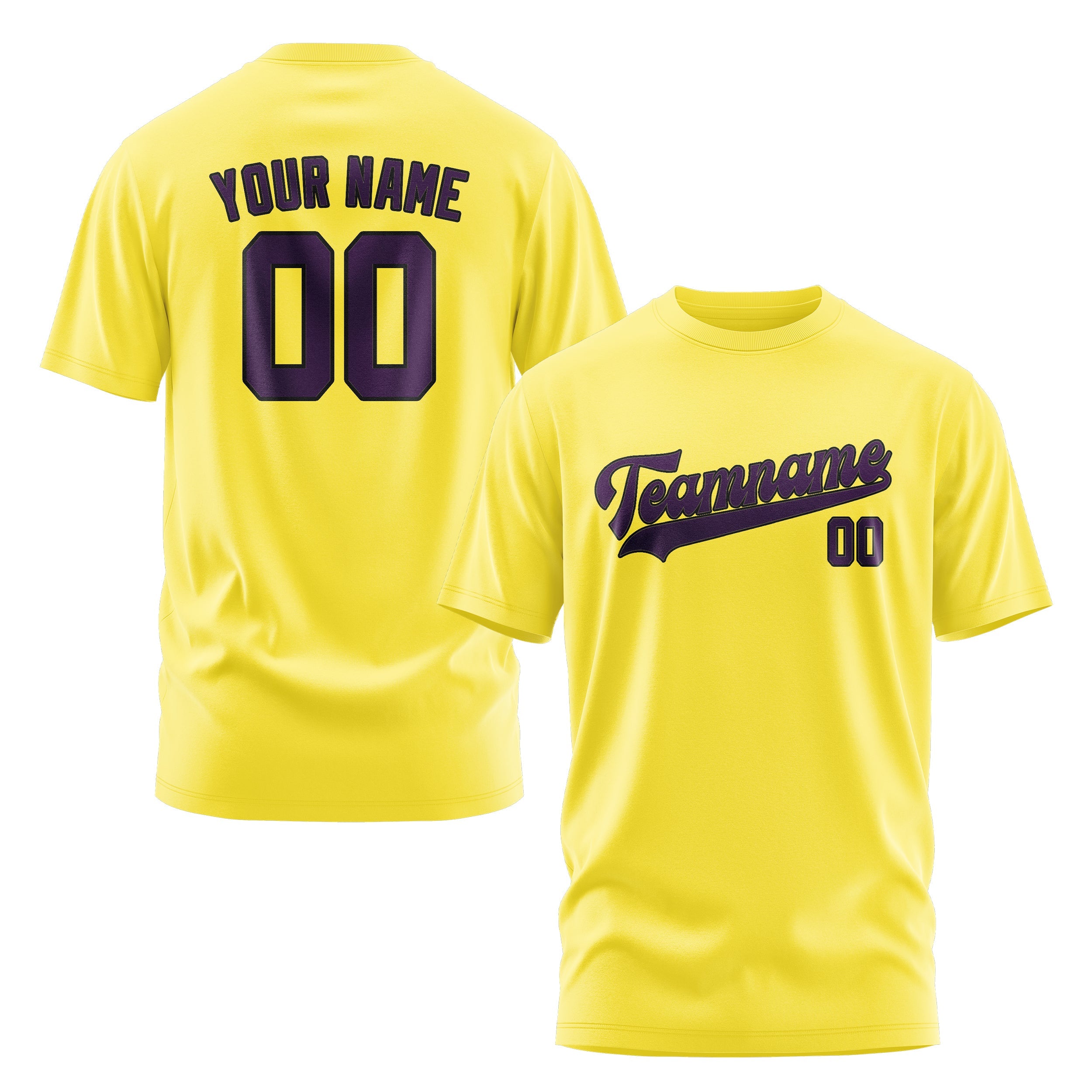 Custom Light Yellow Purple T-Shirt