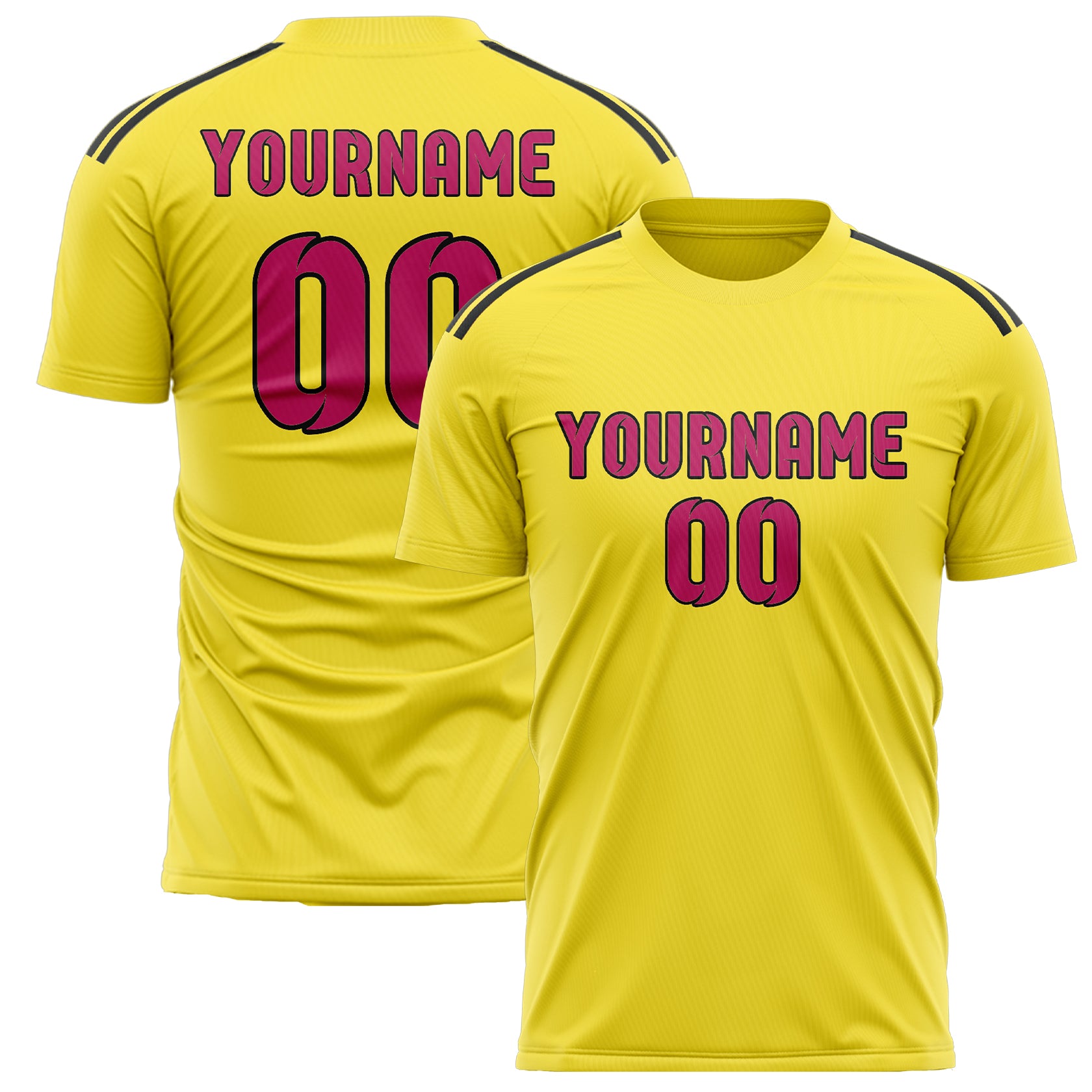 Custom Light Yellow Pink Soccer Jersey